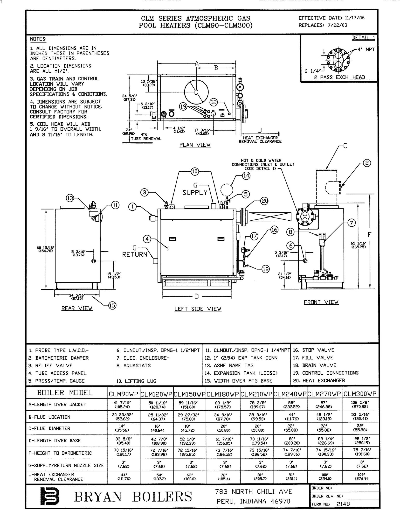 Bryan Boilers CLM150WP Gas Heater User Manual