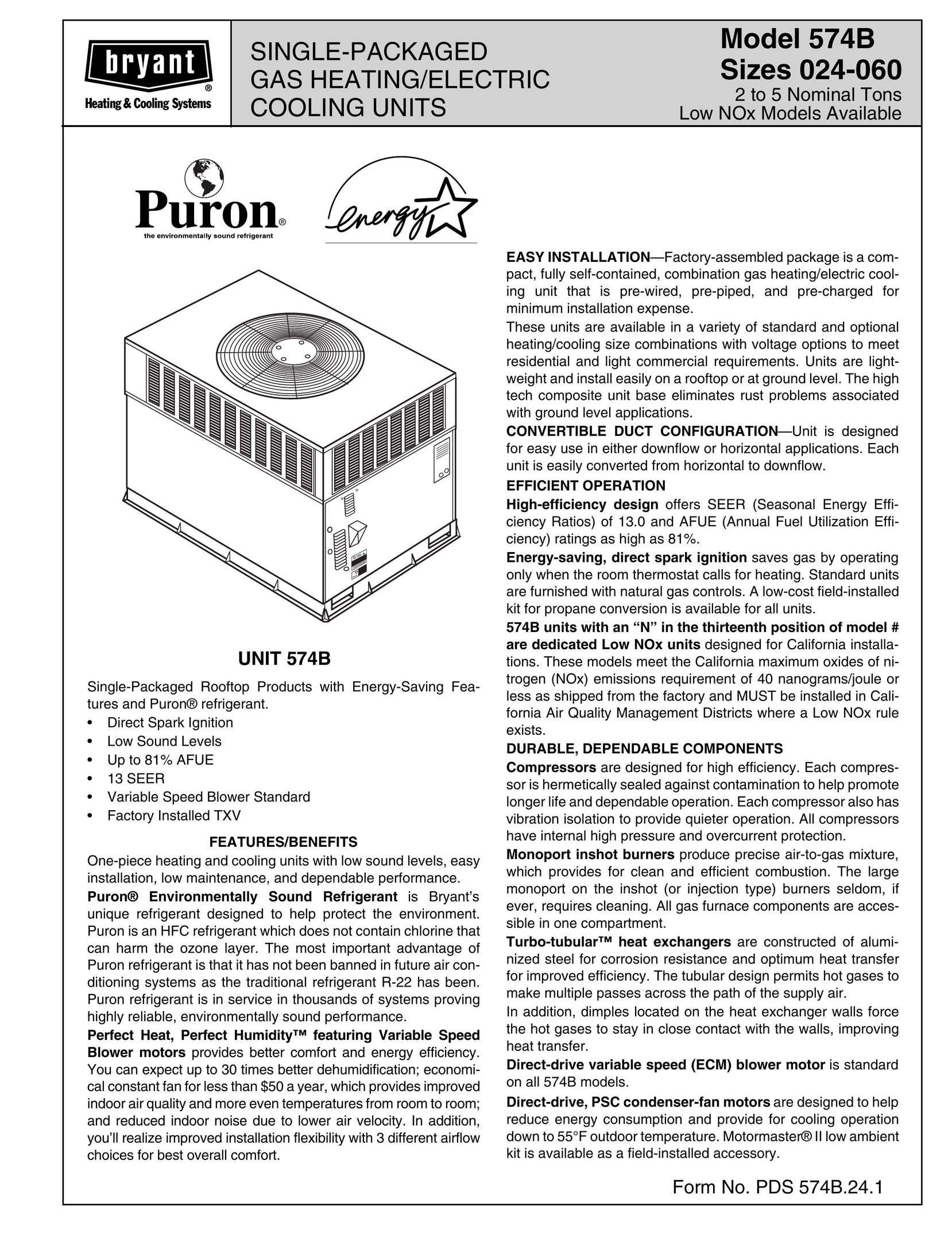 Bryant 574B Gas Heater User Manual