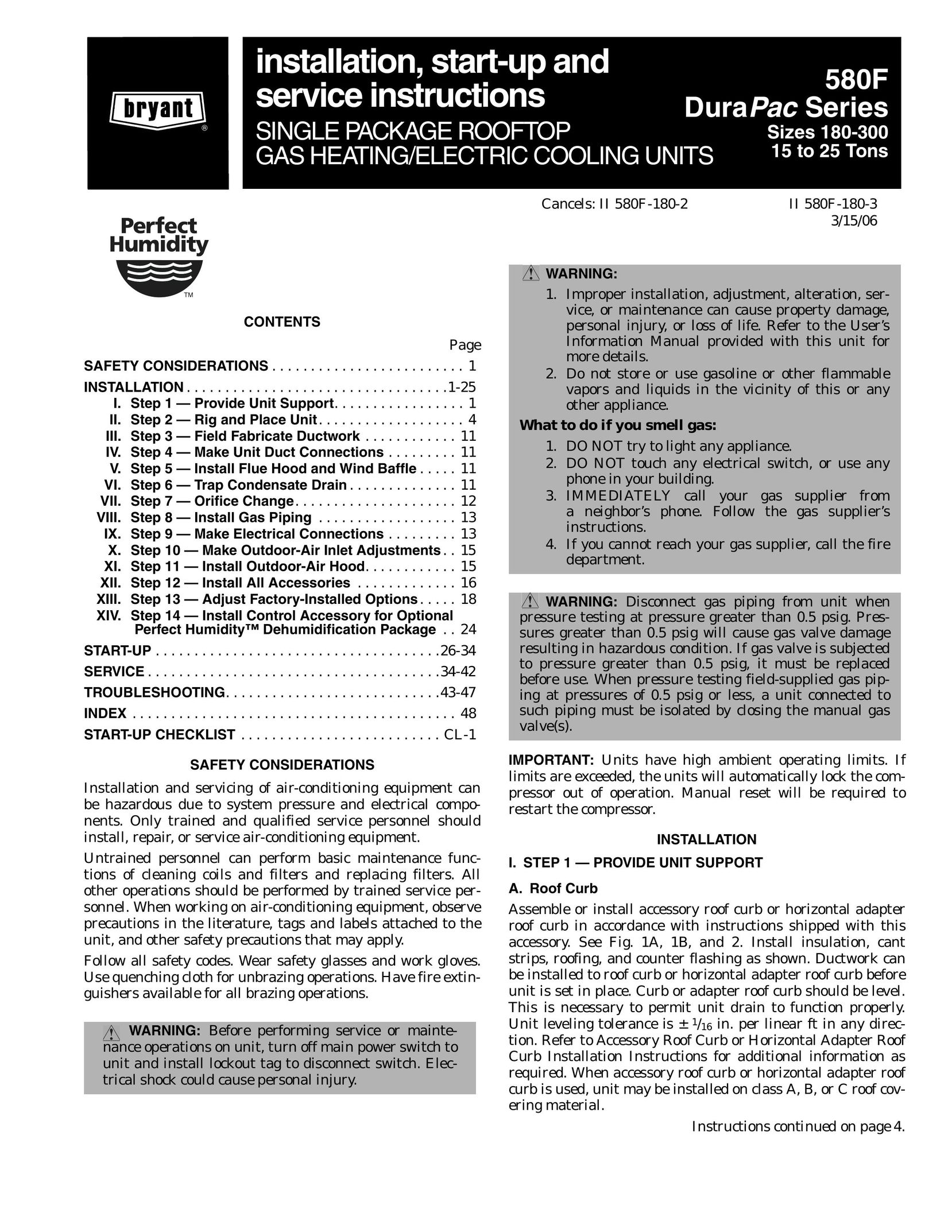 Bryant 580F Gas Heater User Manual