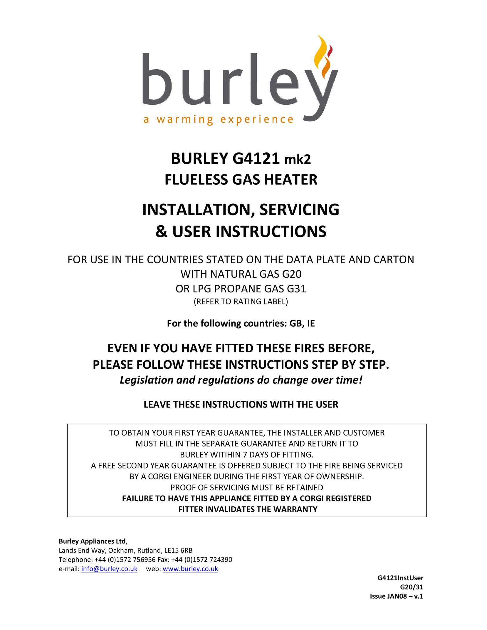 Burley G4121 mk2 Gas Heater User Manual