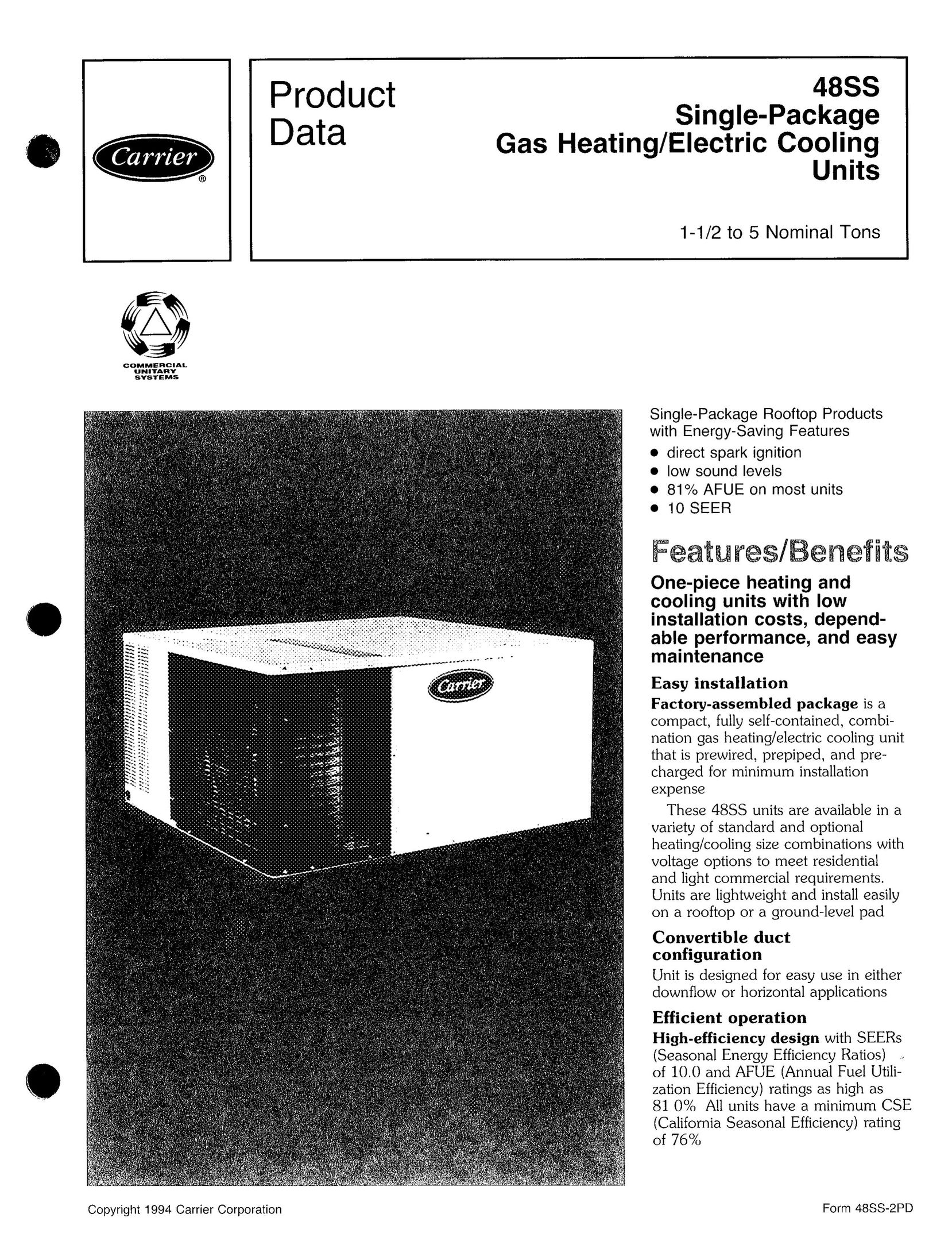 Carrier 48SS Gas Heater User Manual