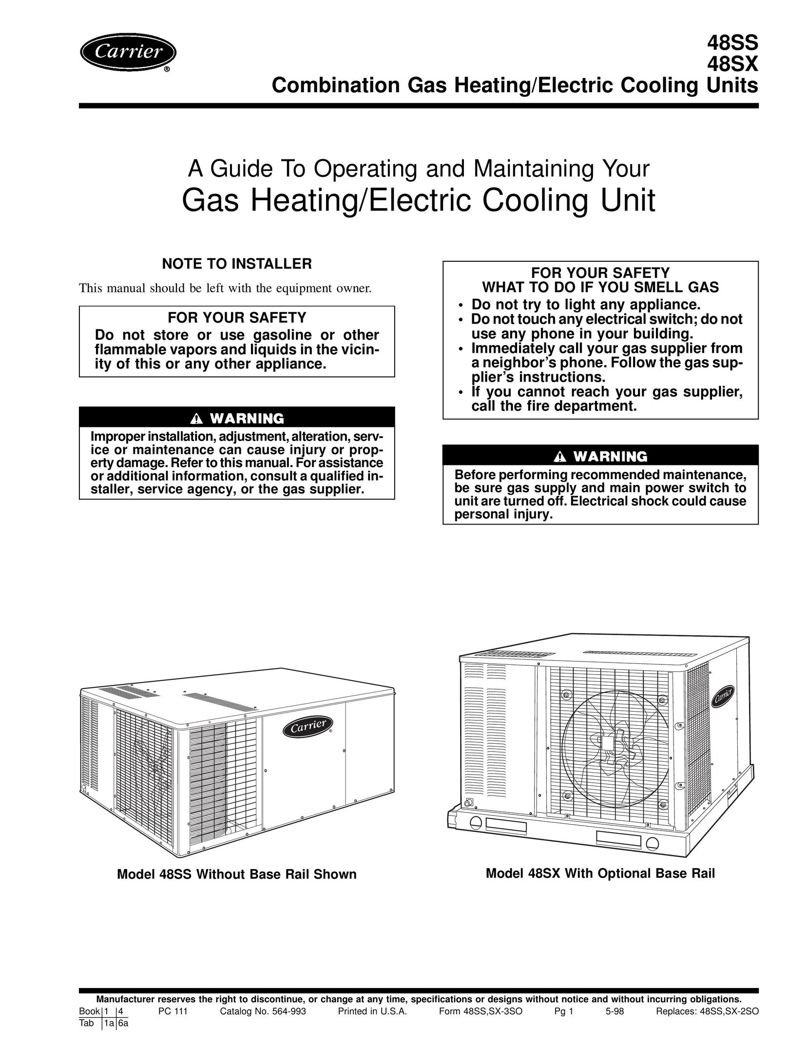Carrier 48SX Gas Heater User Manual
