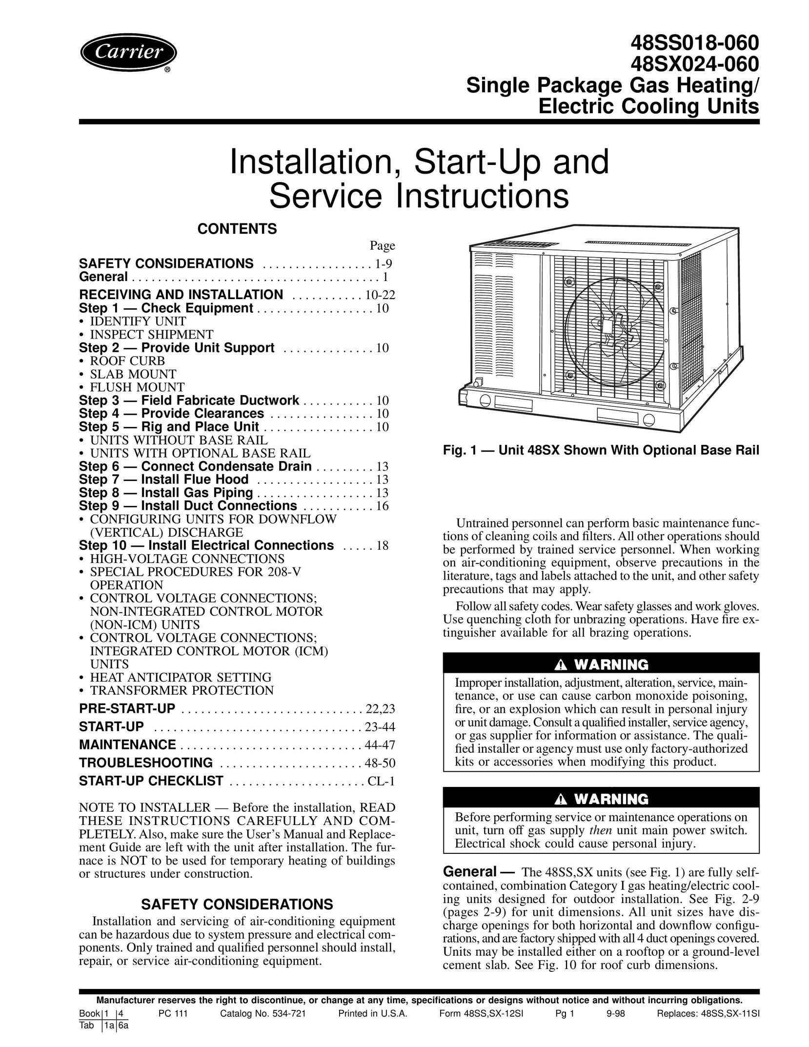 Carrier 48SX024-060 Gas Heater User Manual