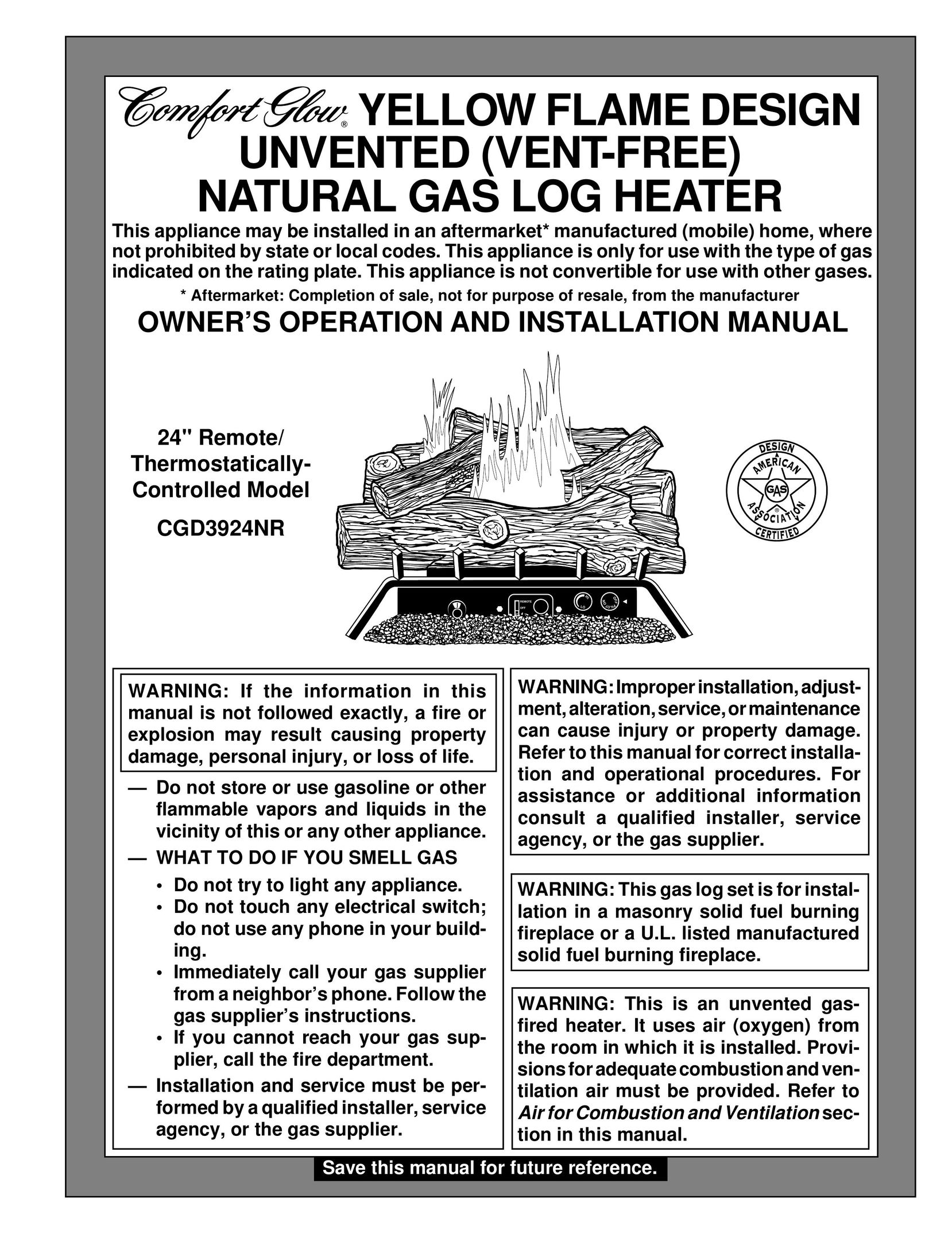 Desa CGD3924NR Gas Heater User Manual