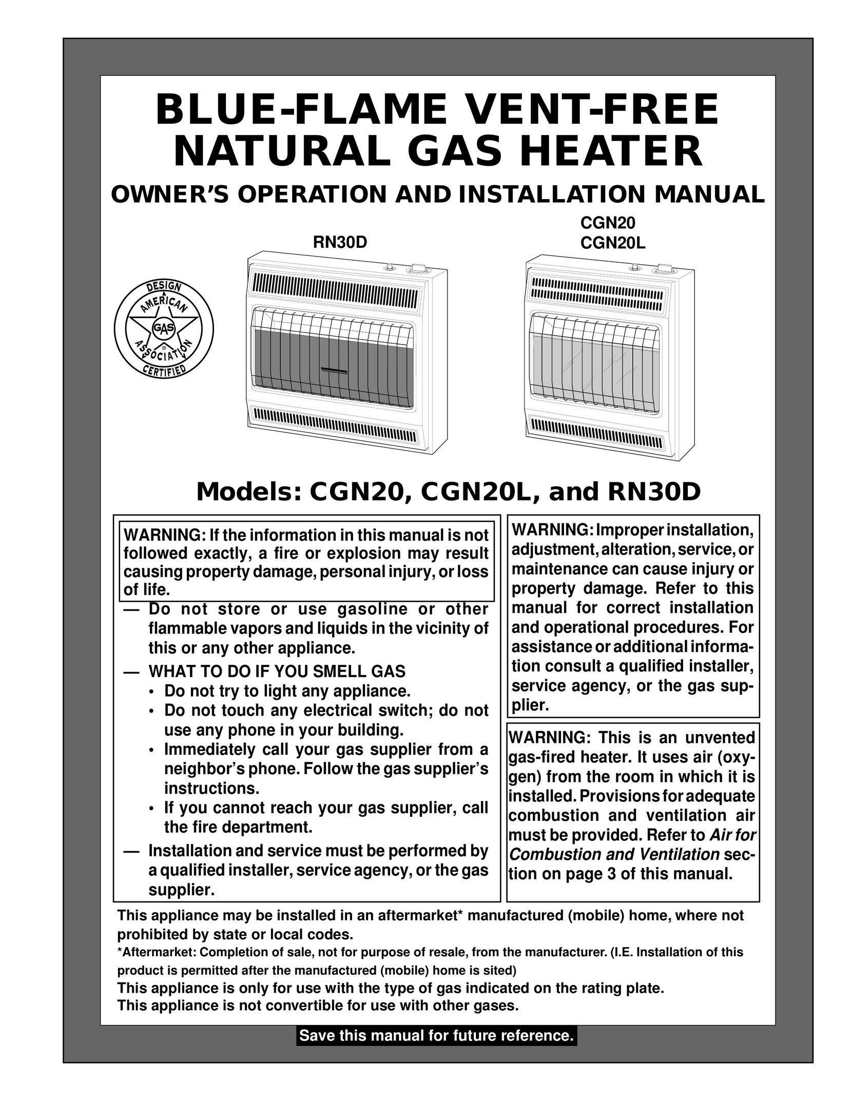 Desa CGN20L Gas Heater User Manual