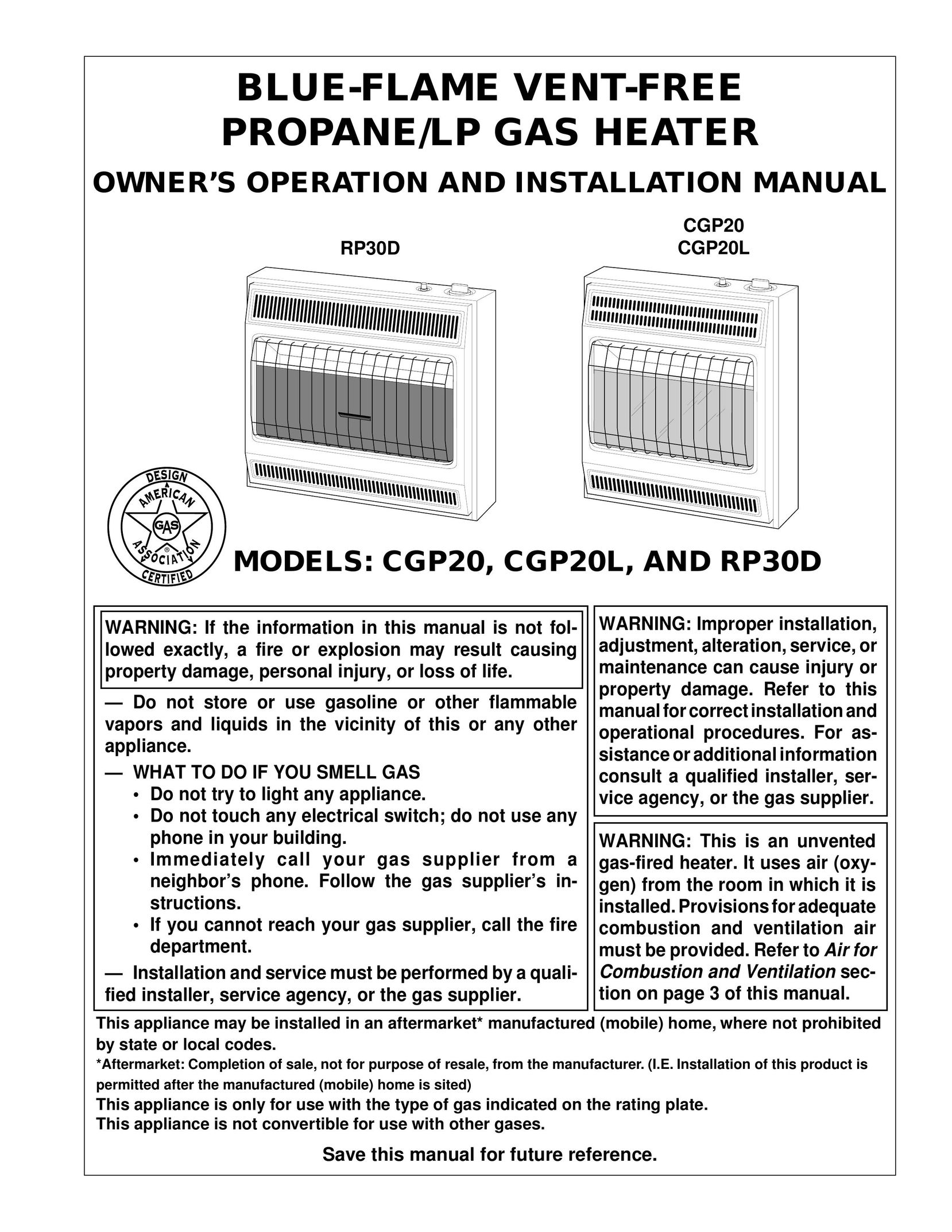 Desa CGP20L Gas Heater User Manual