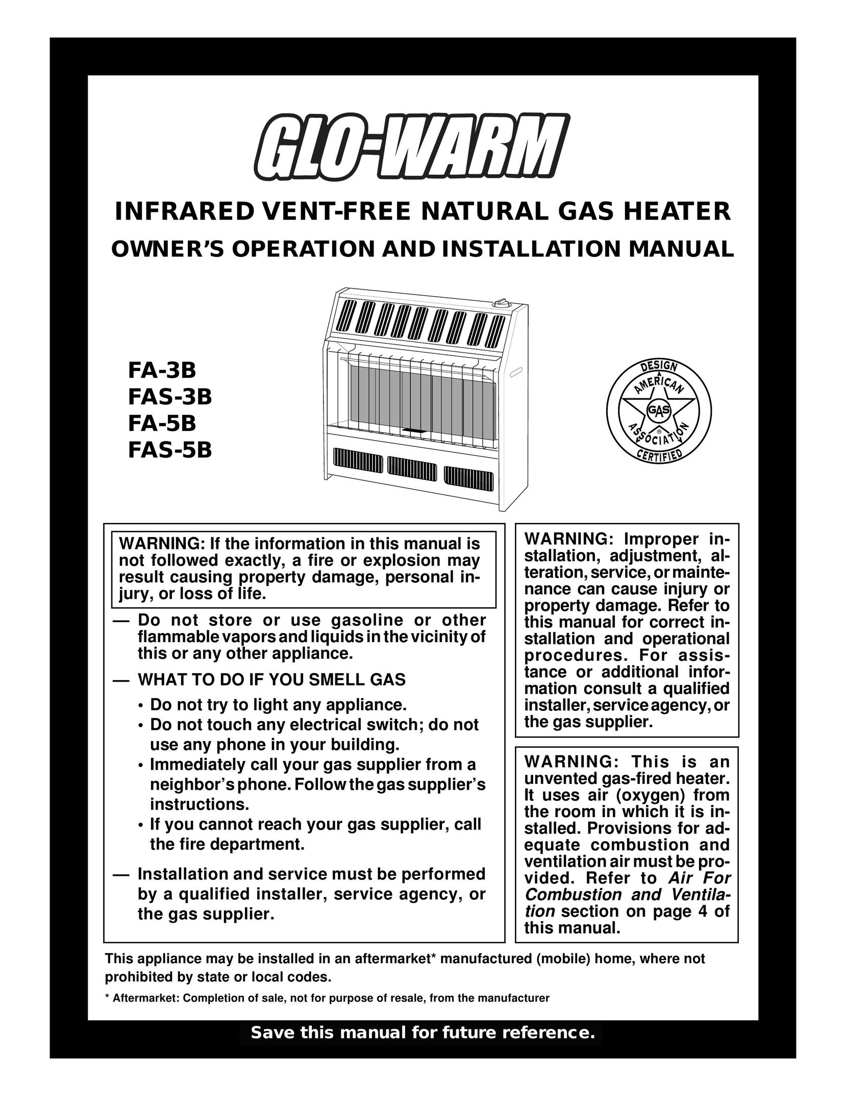 Desa FAS-3B Gas Heater User Manual