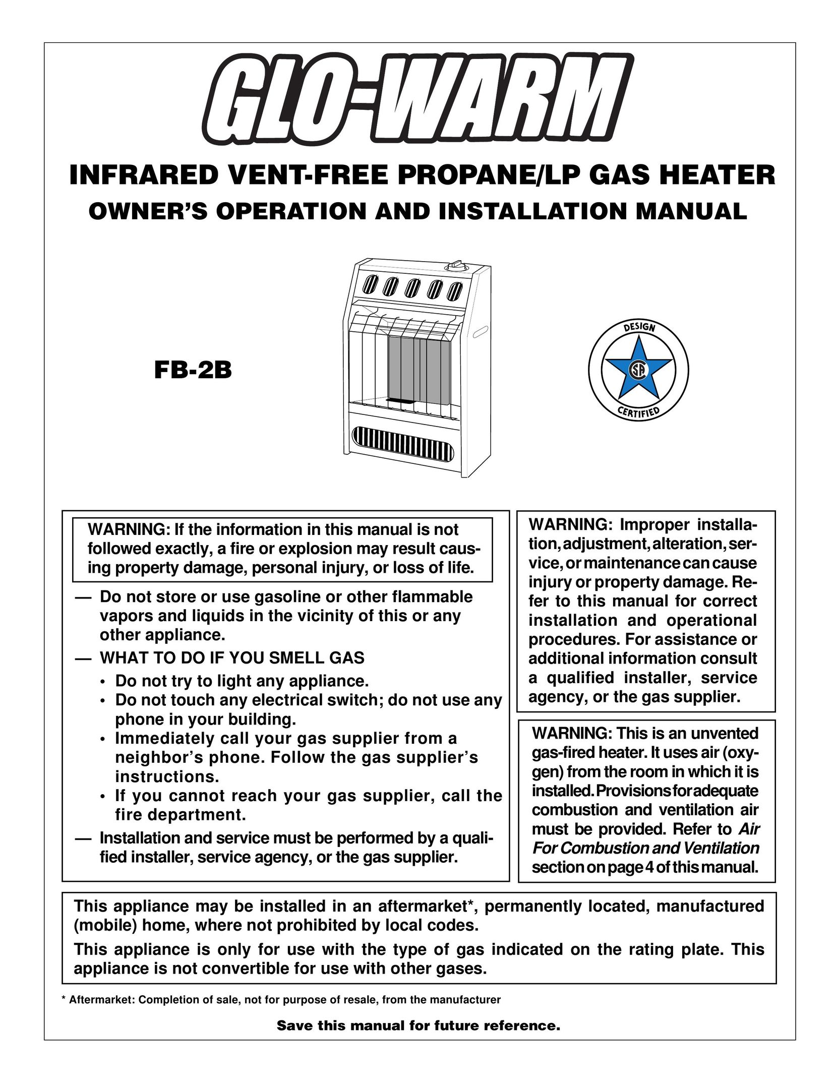 Desa FB-2B Gas Heater User Manual