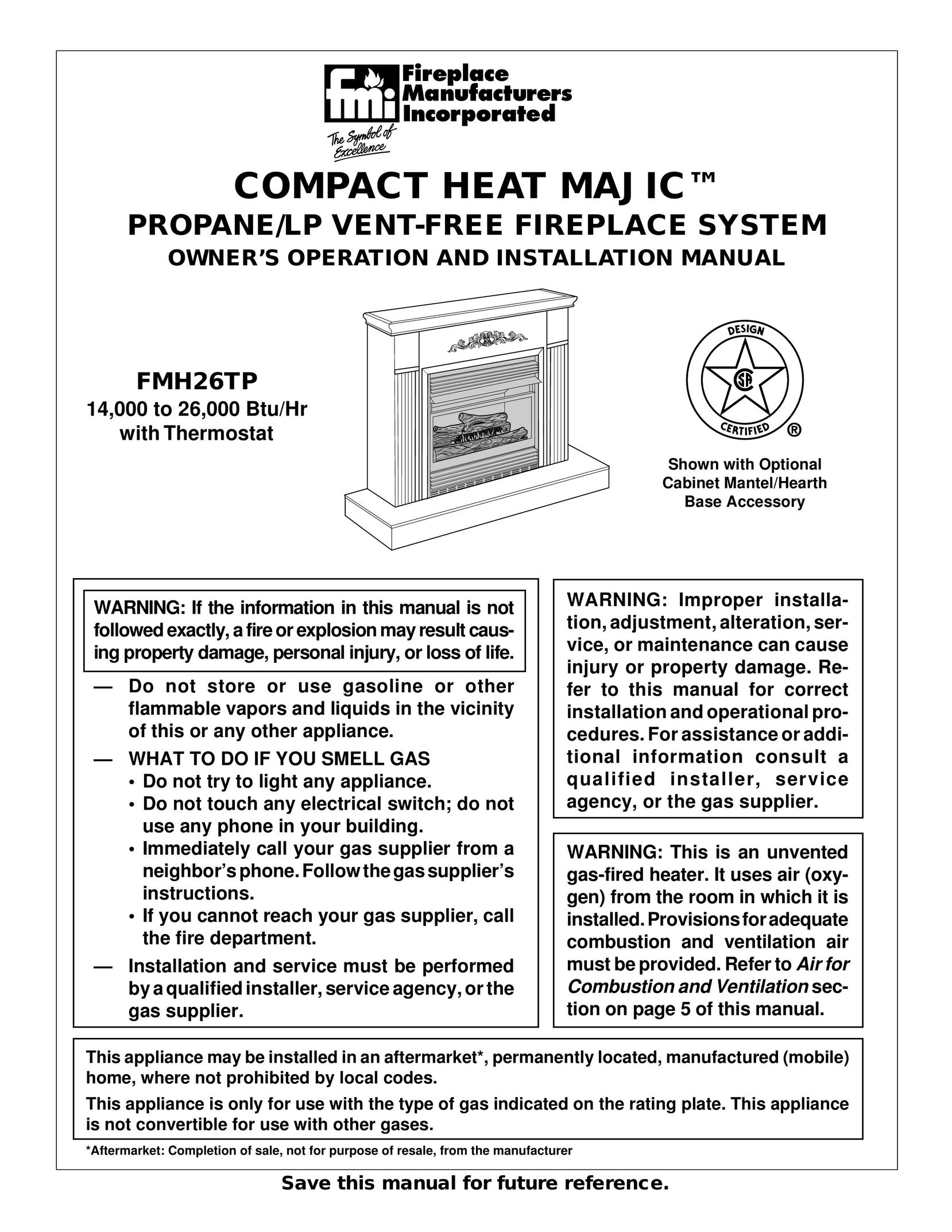 Desa FMH26TP Gas Heater User Manual