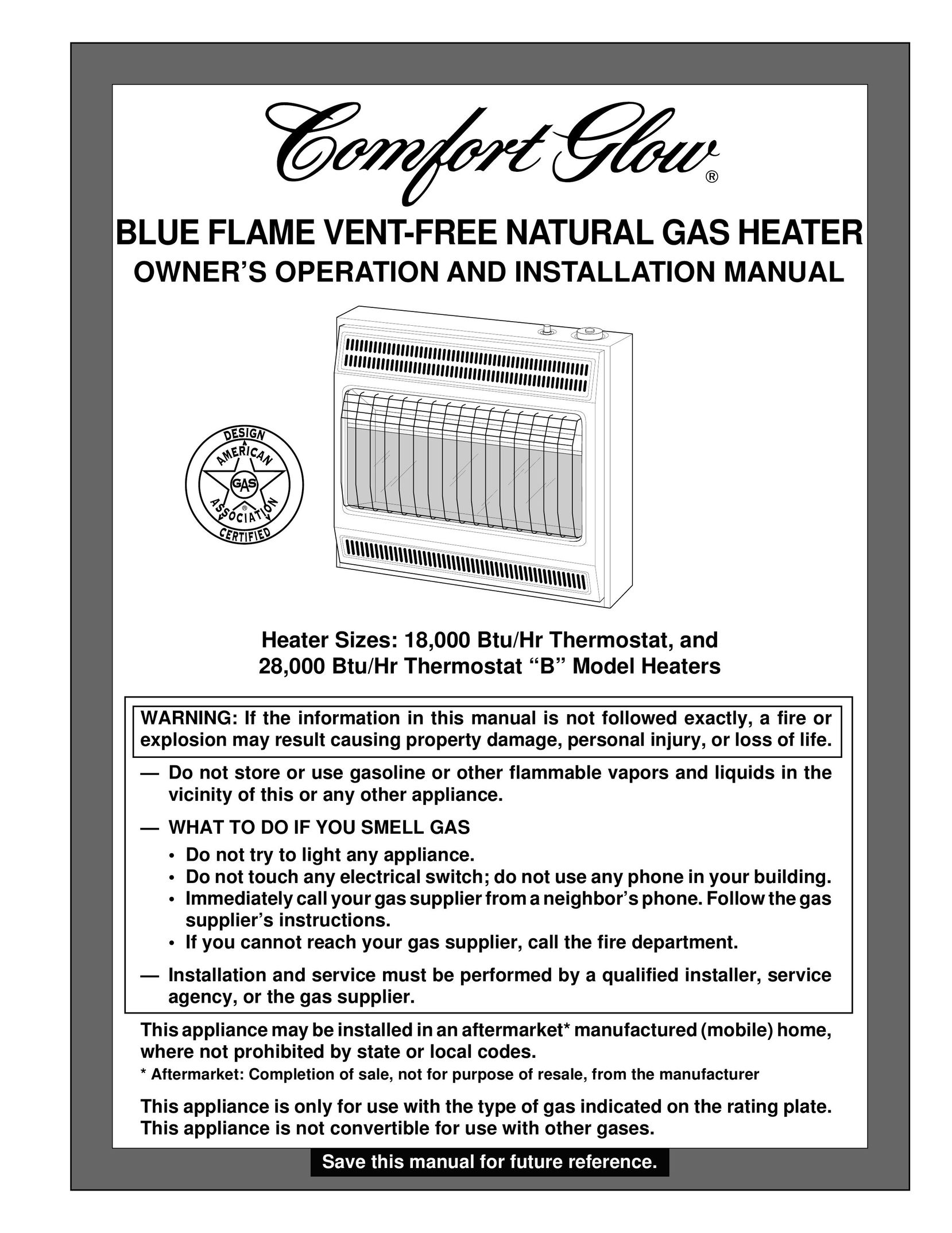 Desa Tech 18 Gas Heater User Manual