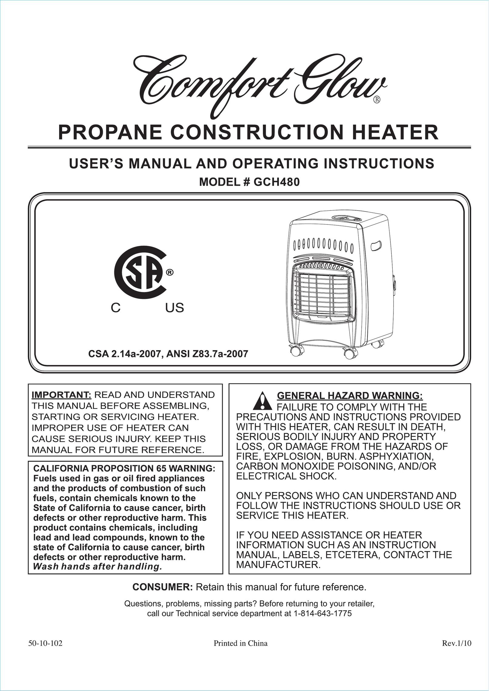Desa Tech GCH480 Gas Heater User Manual