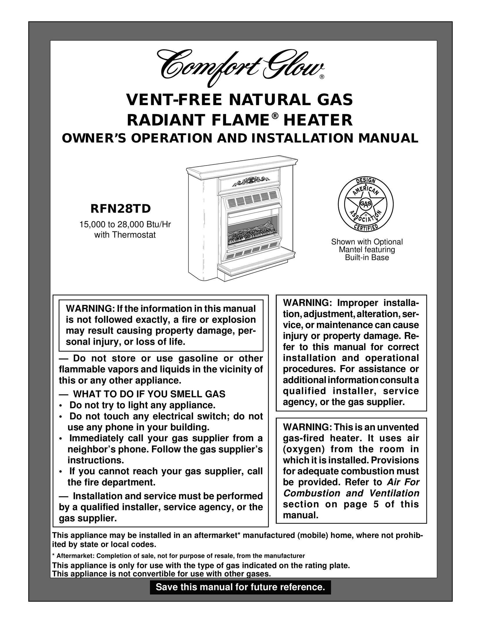 Desa Tech RFN28TD Gas Heater User Manual