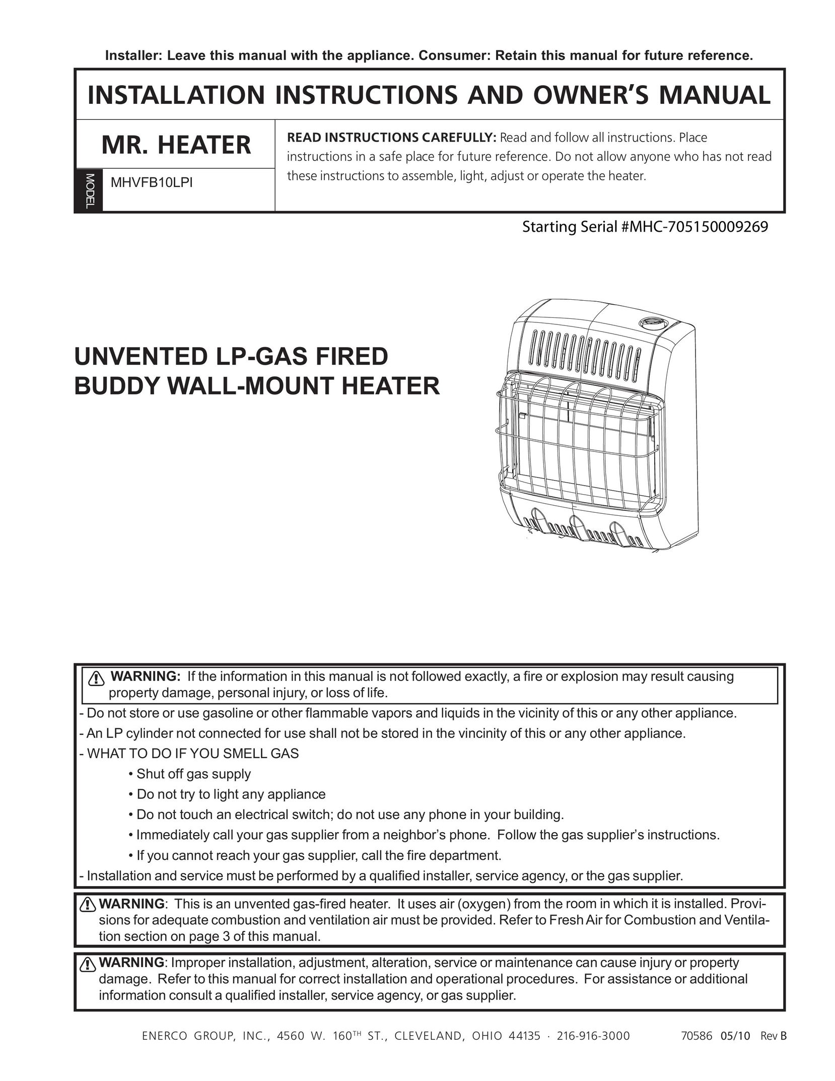 Enerco MHVFB10LPI Gas Heater User Manual