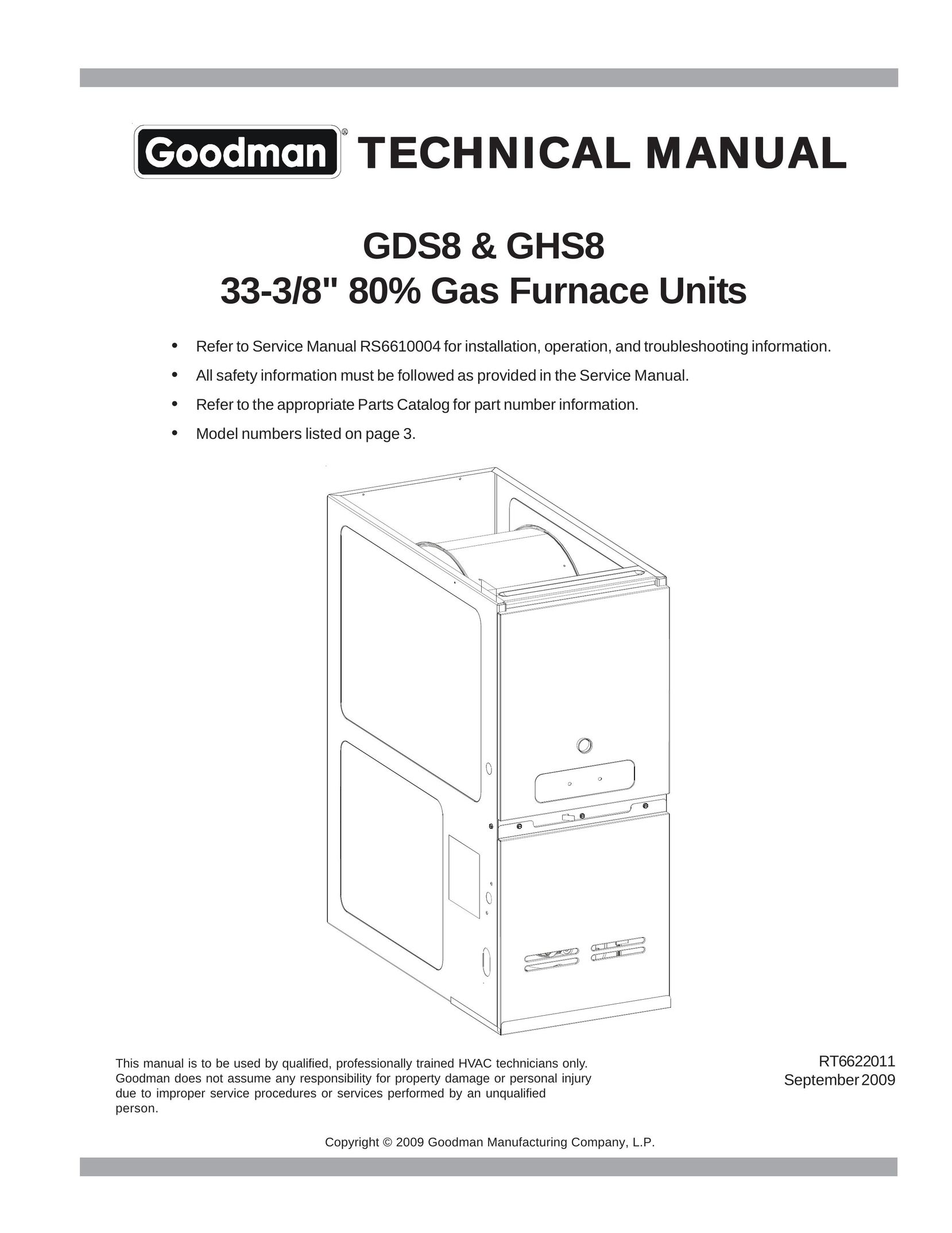 Goodman Mfg GHS8 Gas Heater User Manual