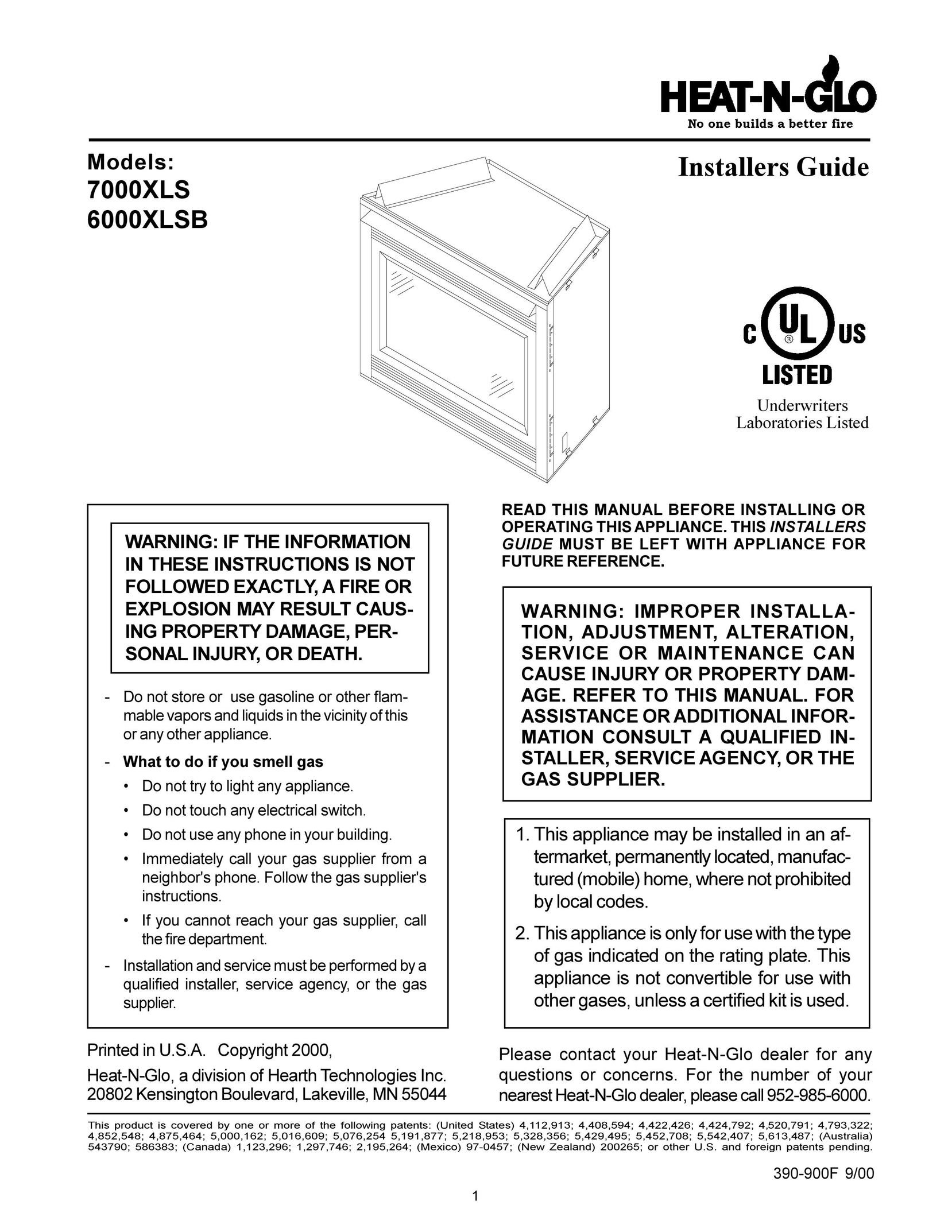 Heat & Glo LifeStyle 6000XLSB Gas Heater User Manual