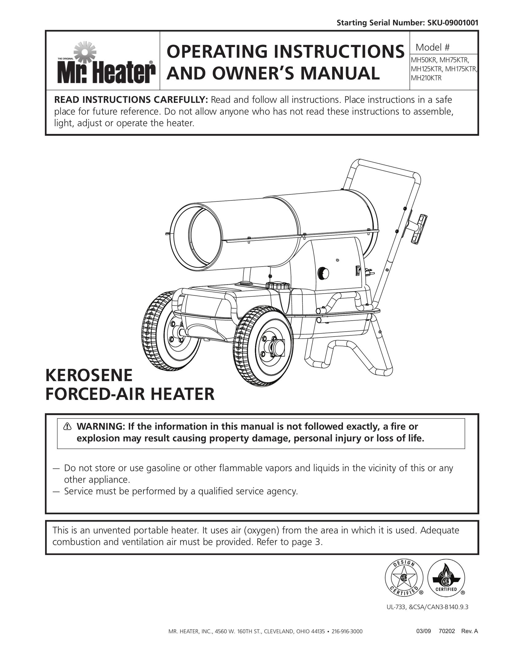 Mr. Heater MH210KTR Gas Heater User Manual