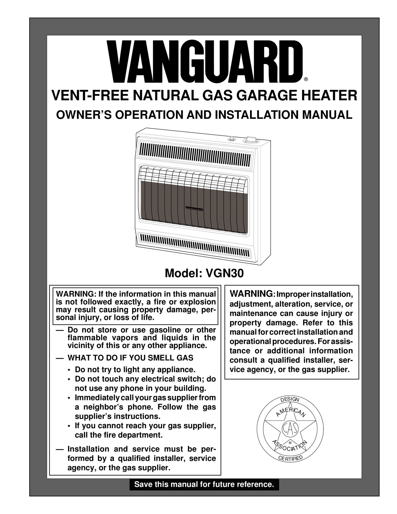 Vanguard Heating VGN30 Gas Heater User Manual