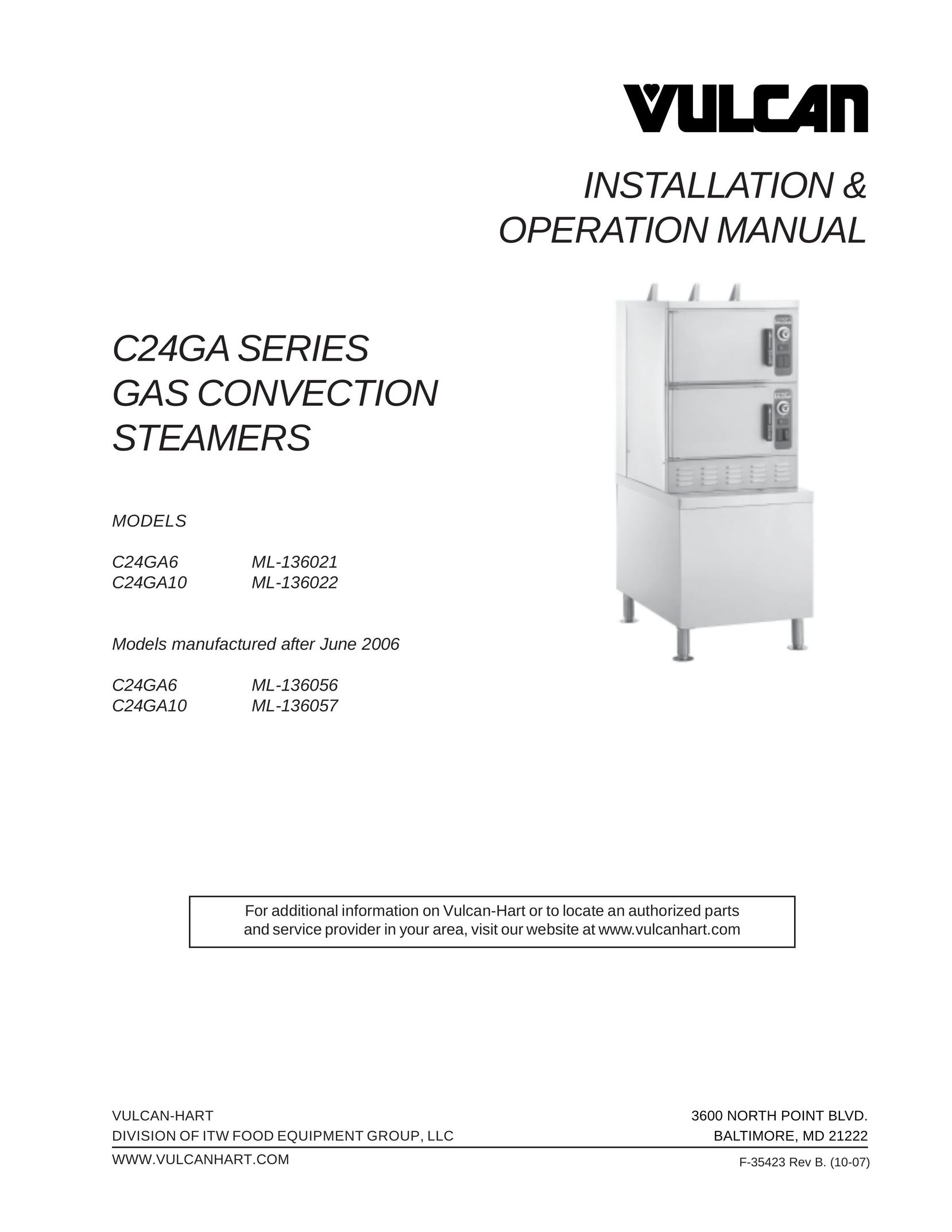 Vulcan-Hart C24GA6 ML-136021 Gas Heater User Manual