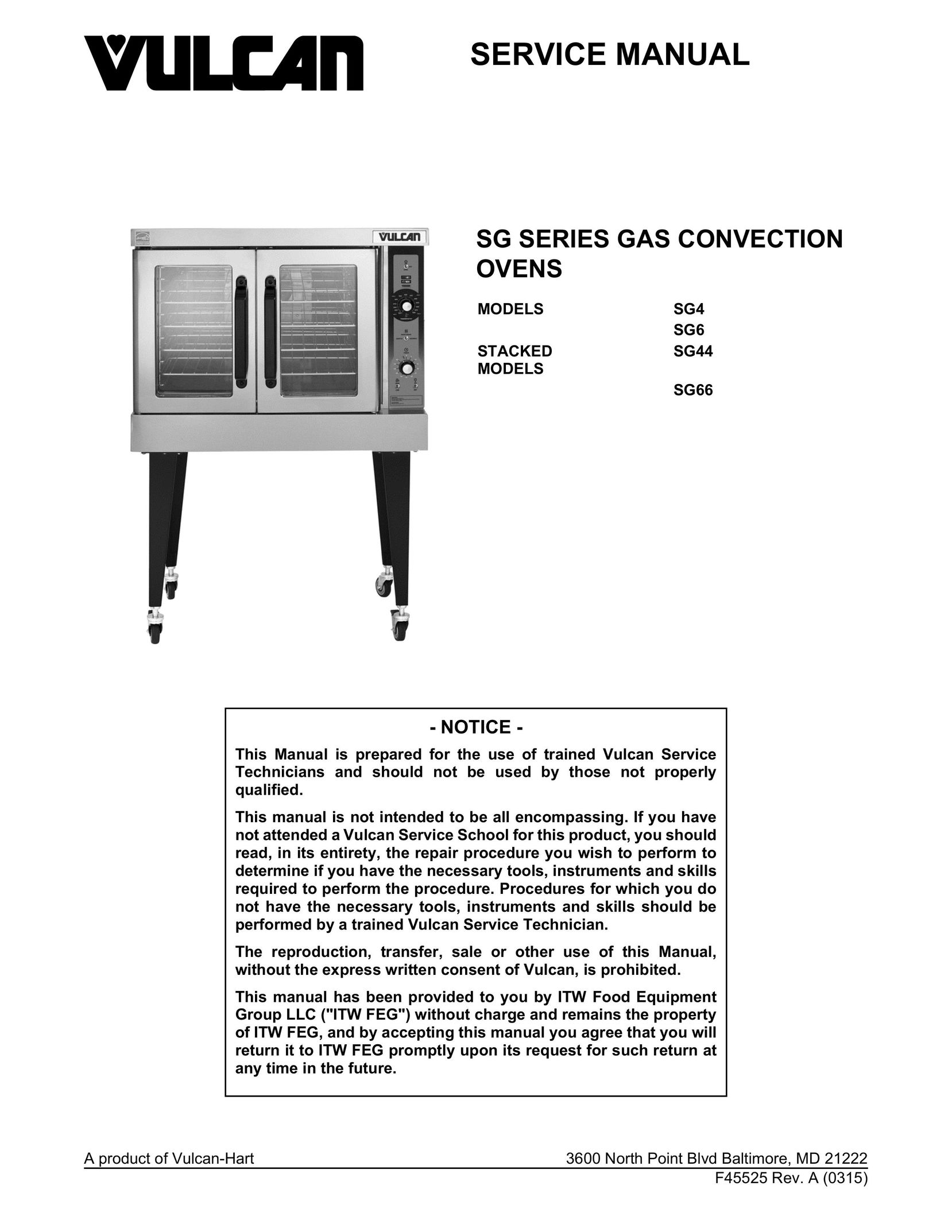 Vulcan-Hart SG44 Gas Heater User Manual