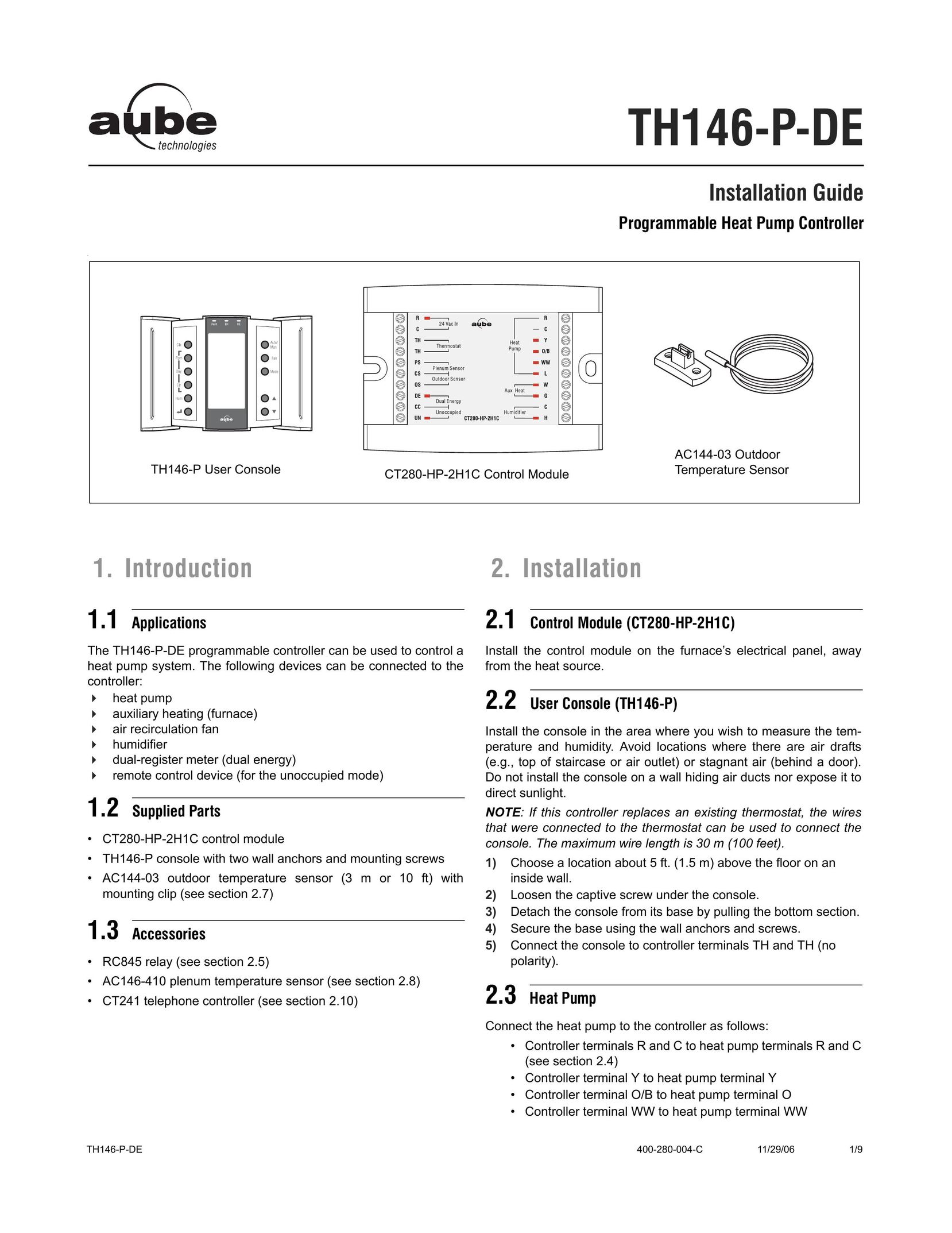 Aube Technologies TH146-P-DE Heat Pump User Manual
