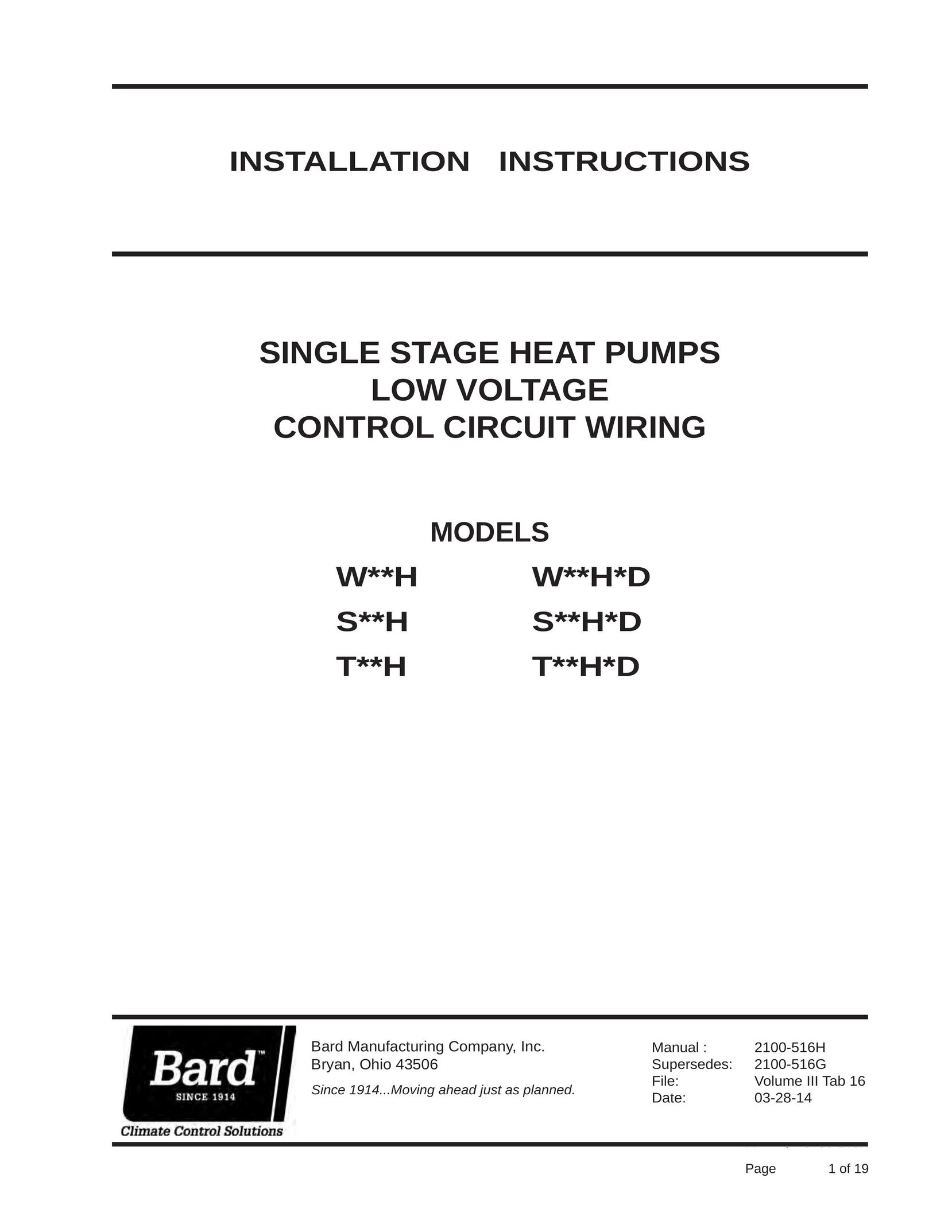 Bard T**H Heat Pump User Manual