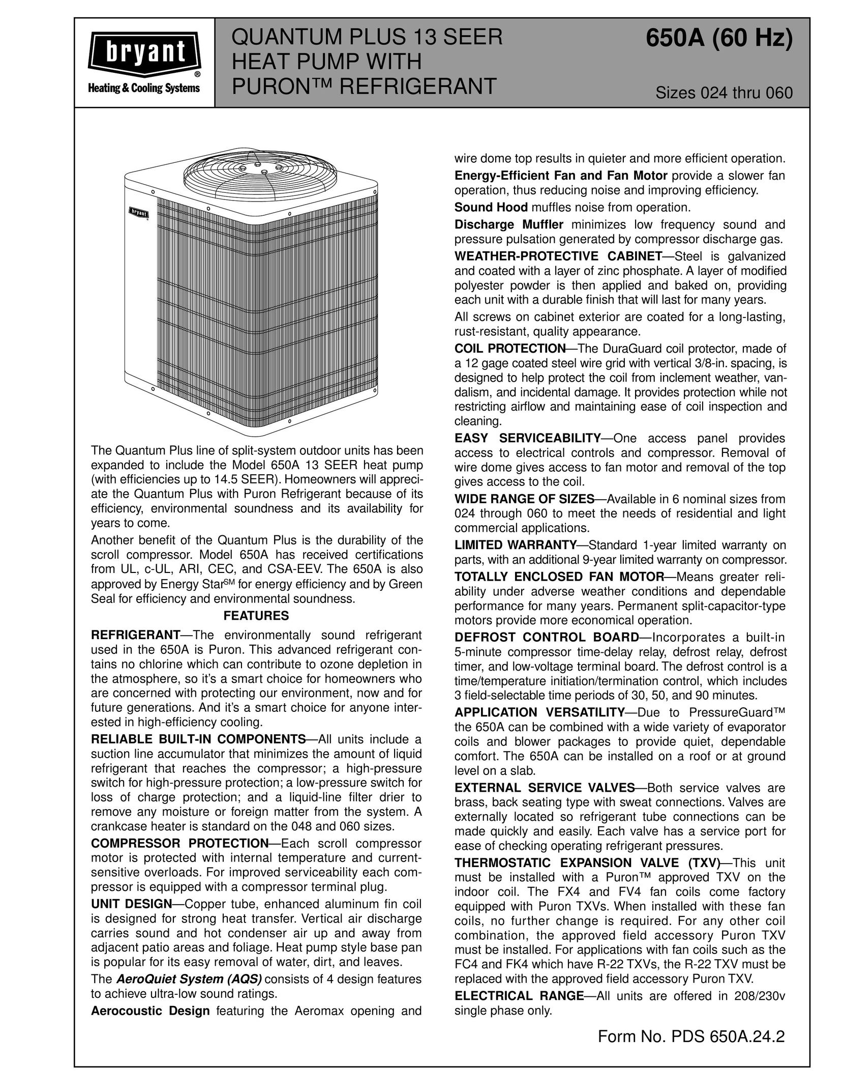 Bryant 650A Heat Pump User Manual