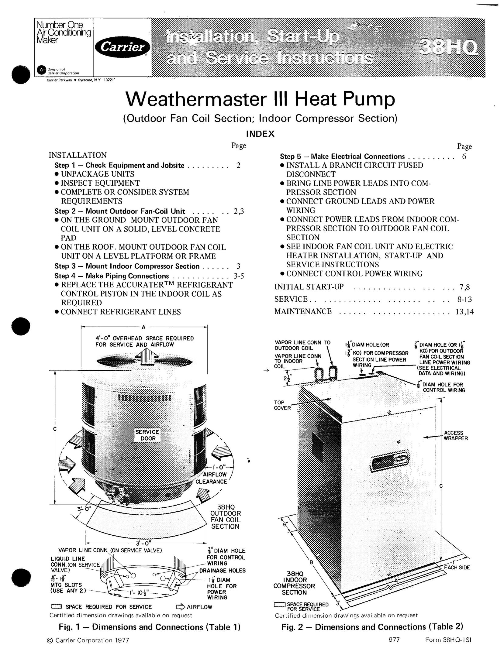 Carrier 38HQ Heat Pump User Manual
