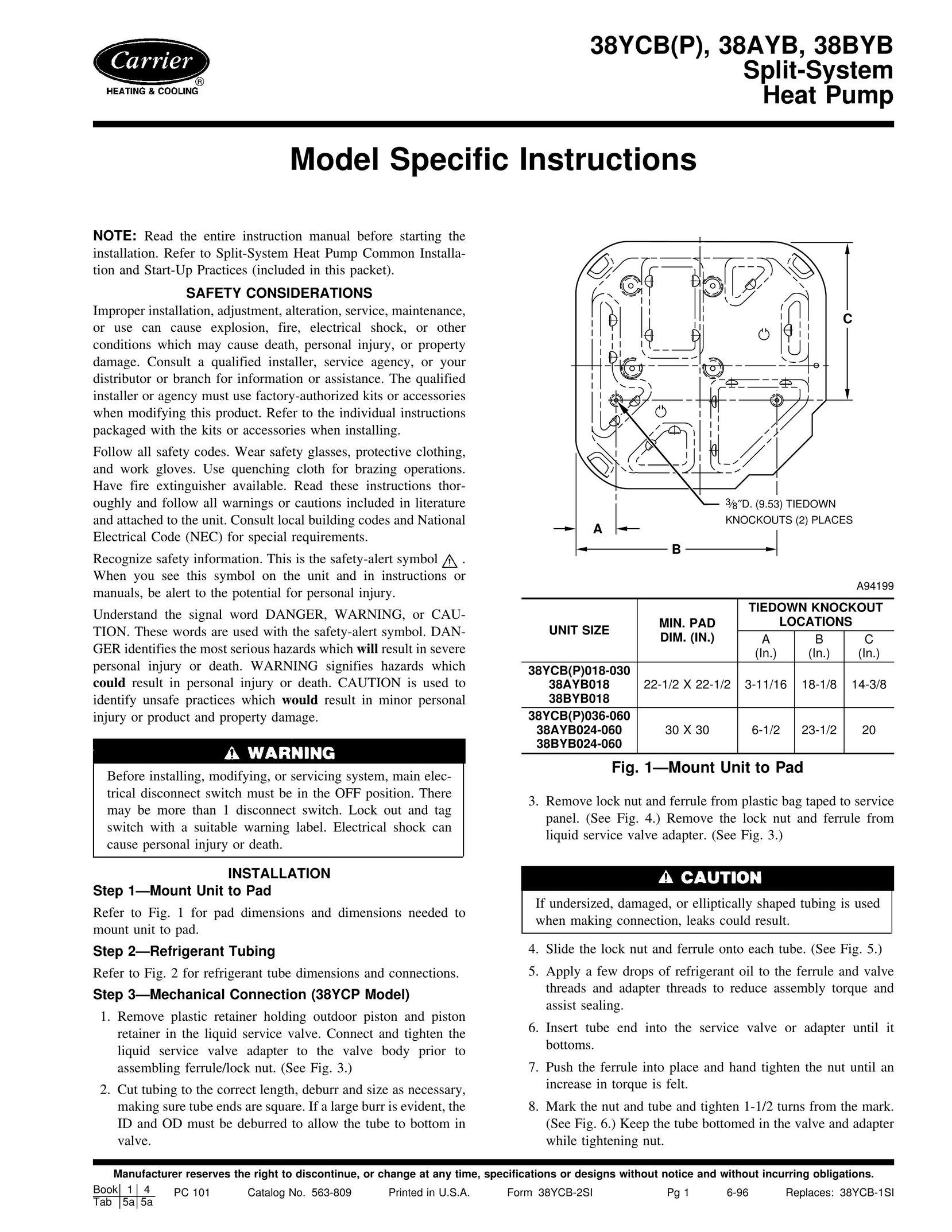 Carrier 38YCB(P) Heat Pump User Manual