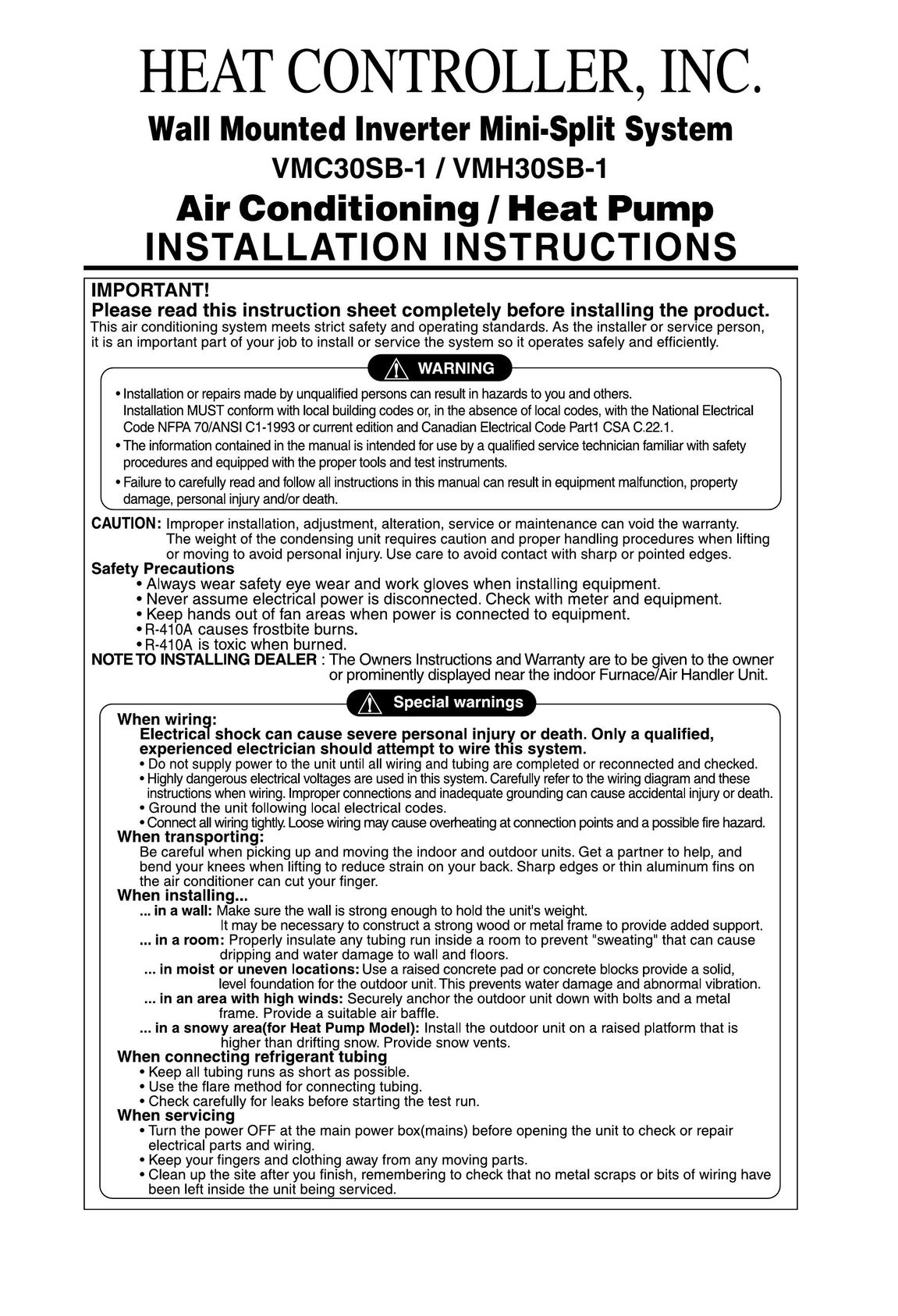 Celestron VMC30SB-1 Heat Pump User Manual