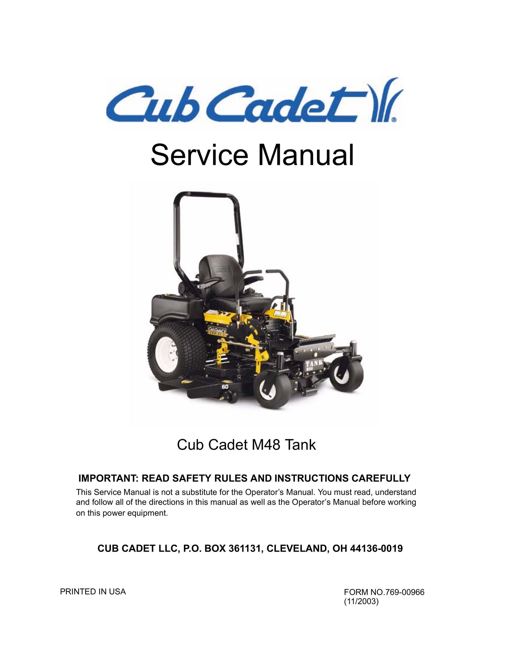 Cub Cadet M48 Heat Pump User Manual