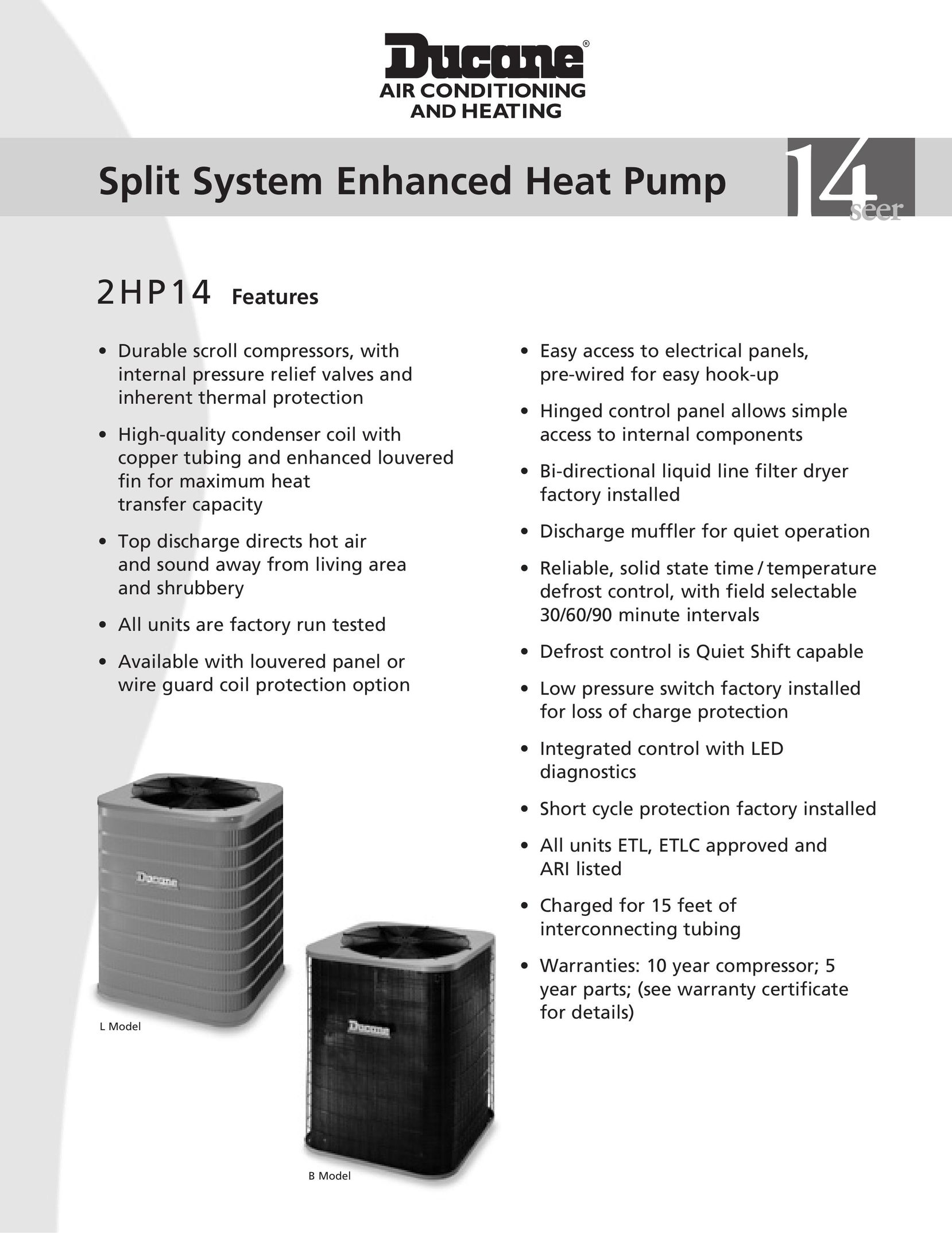Ducane (HVAC) 2HP14 Heat Pump User Manual
