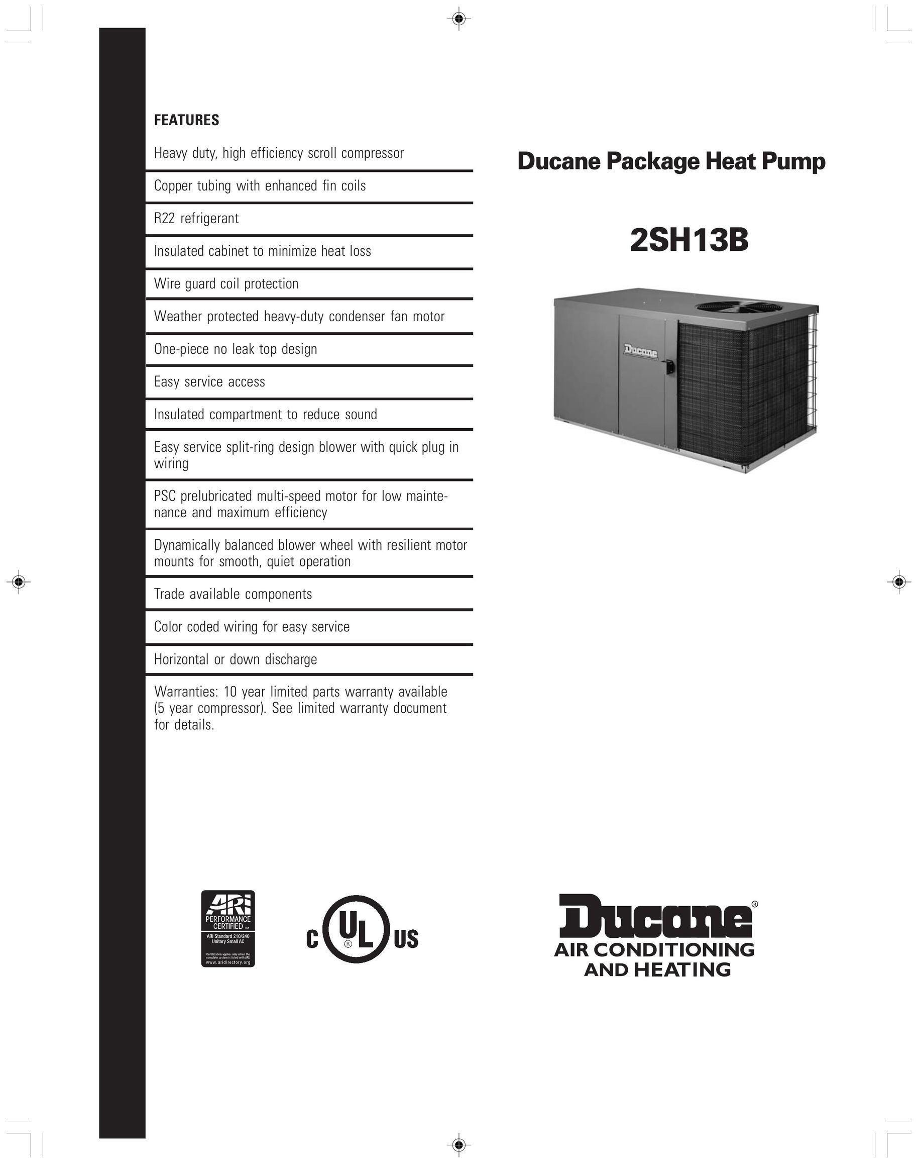Ducane (HVAC) 2SH13B Heat Pump User Manual