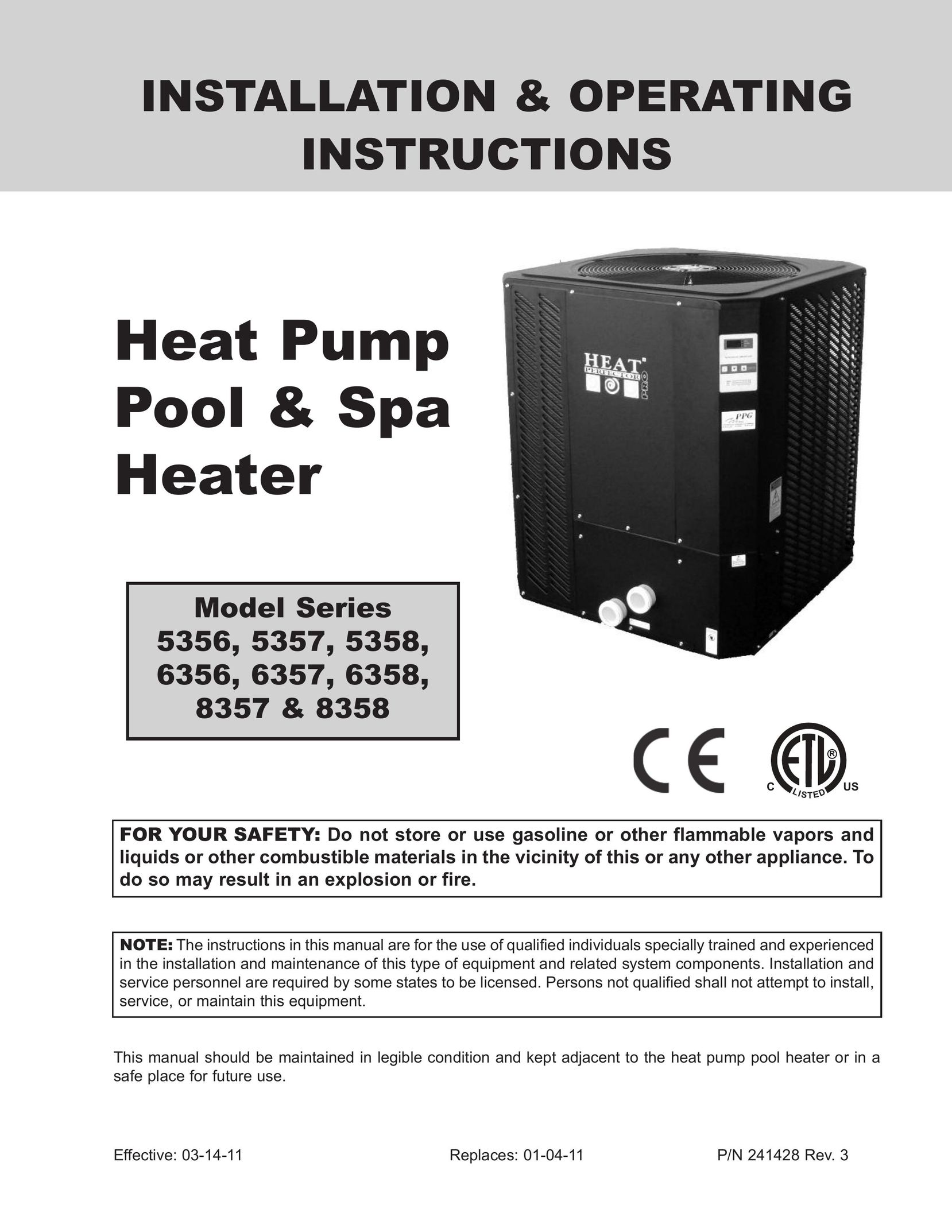 Energy Tech Laboratories 5358 Heat Pump User Manual