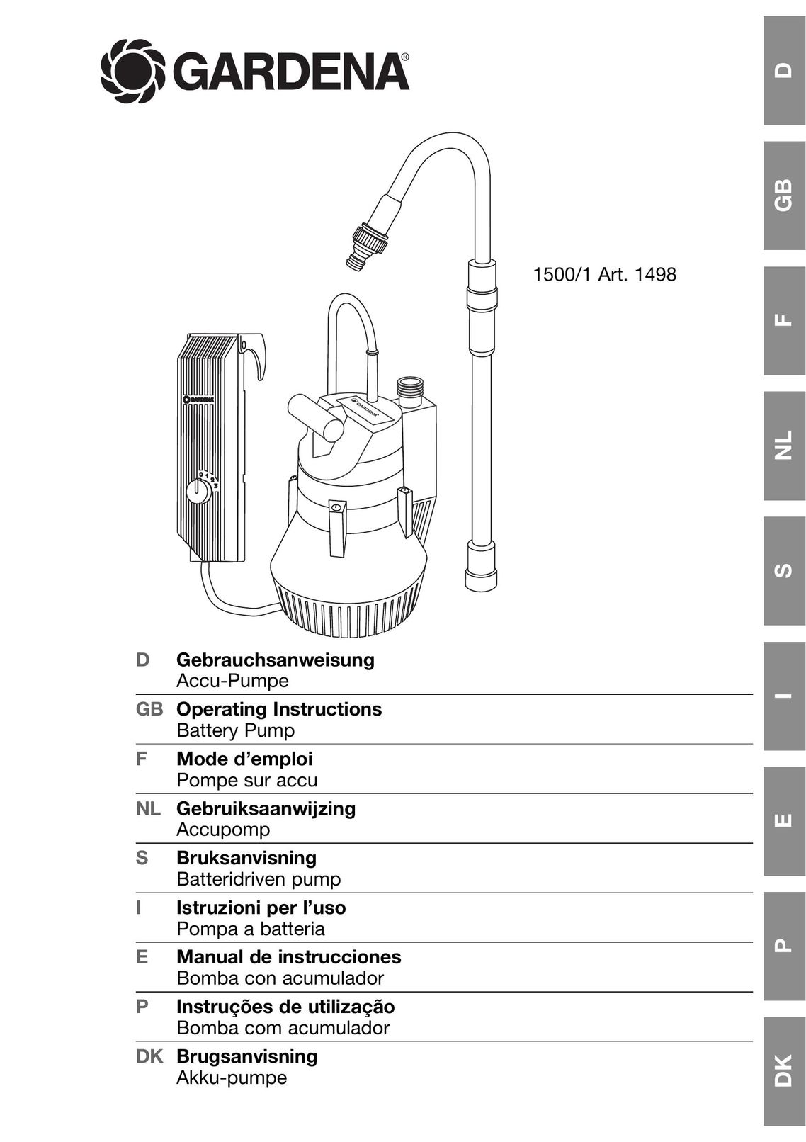 Gardena 1500/1 Art. 1498 Heat Pump User Manual