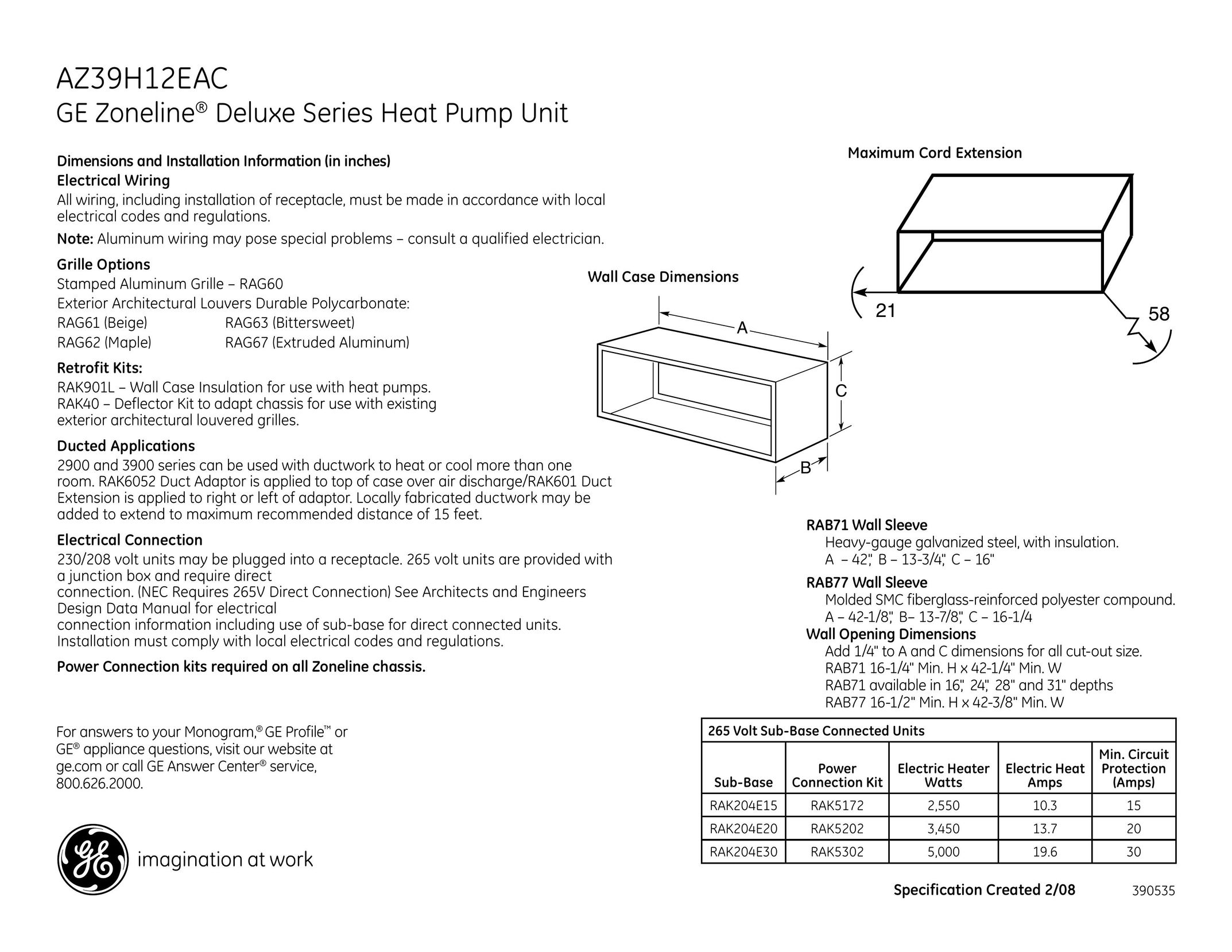 GE AZ39H12EAC Heat Pump User Manual
