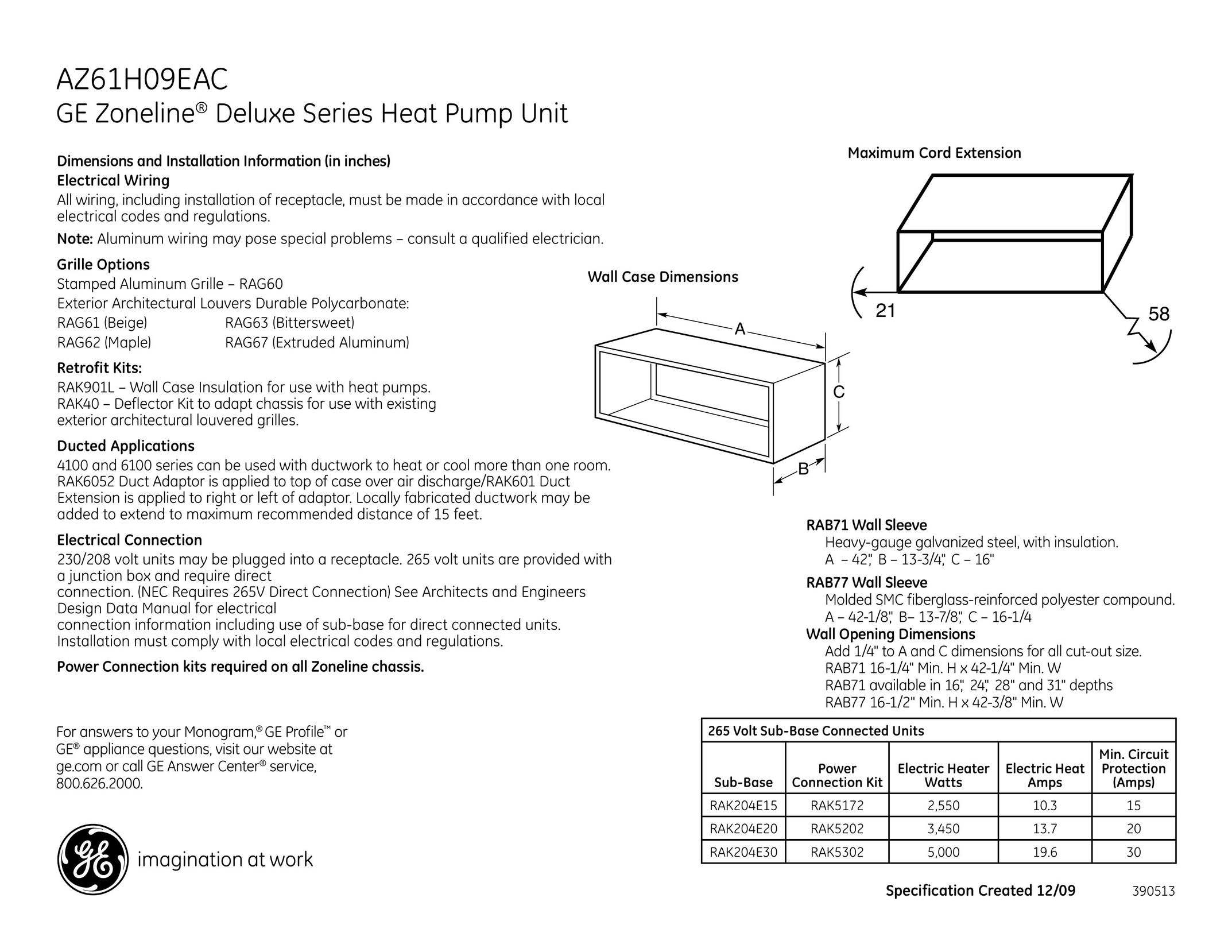 GE AZ61H09EAC Heat Pump User Manual