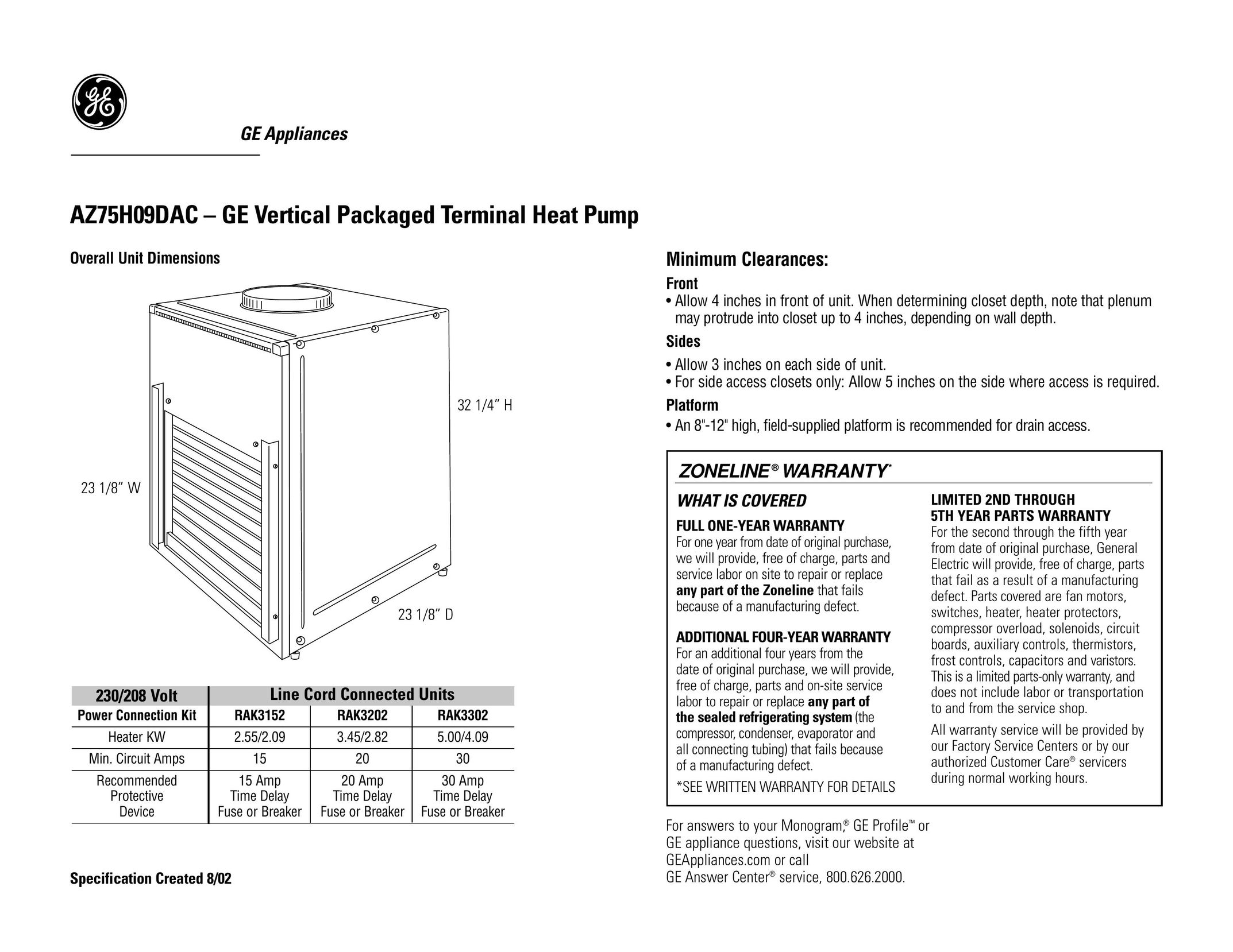 GE AZ75H09DAC Heat Pump User Manual