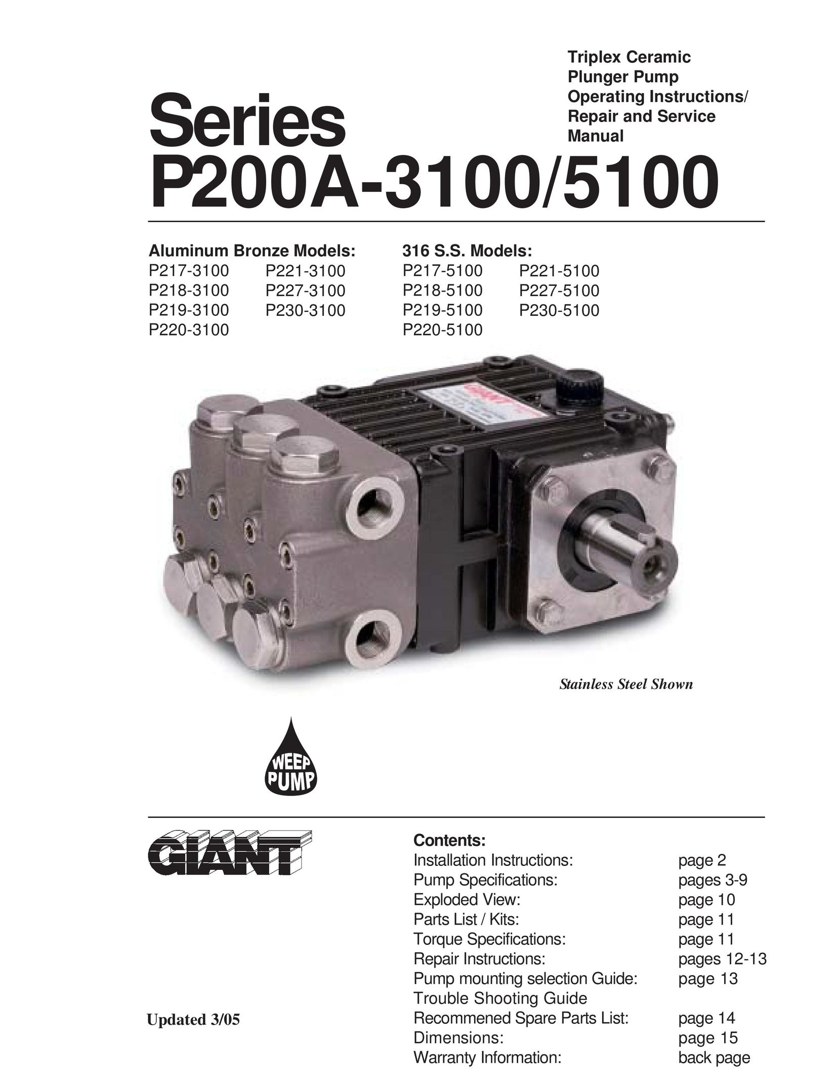 Giant P200A-3100 Heat Pump User Manual