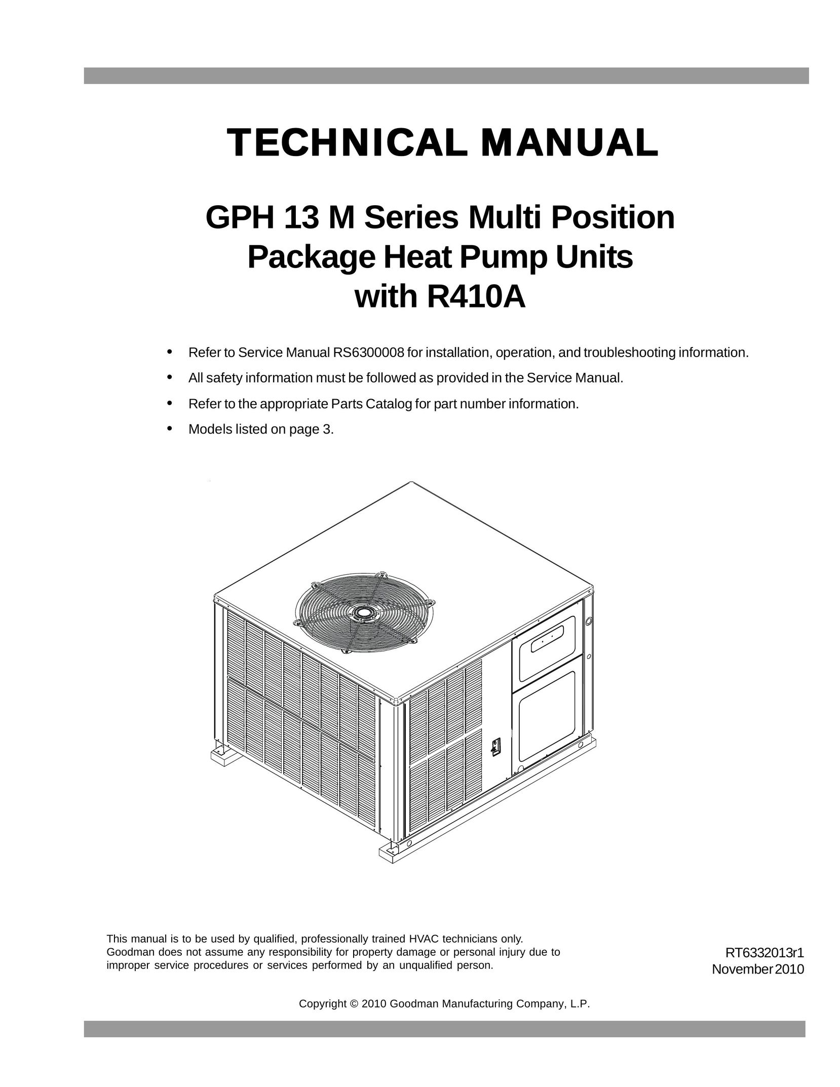 Goodman Mfg RT6332013r1 Heat Pump User Manual