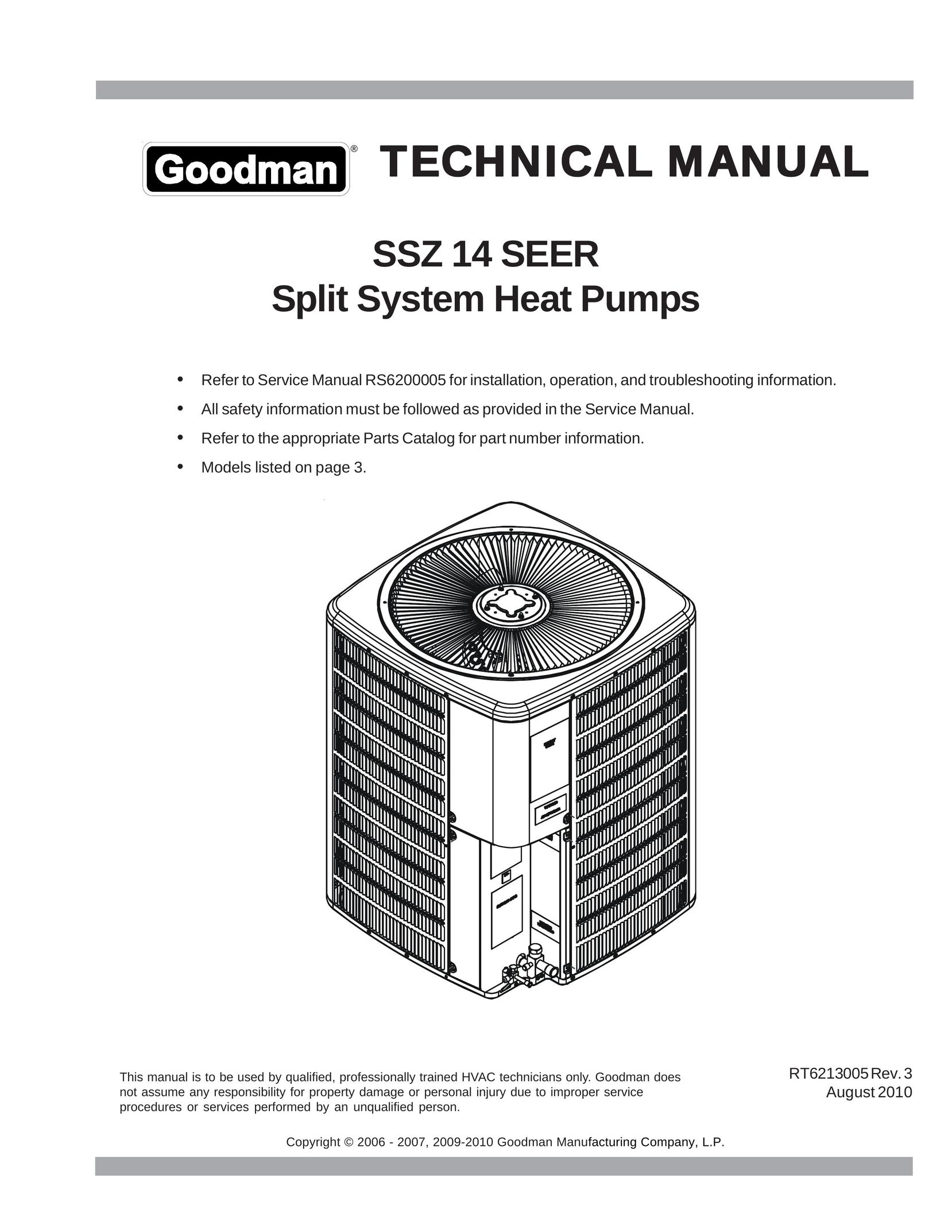 Goodman Mfg SSZ 14 SEER Heat Pump User Manual