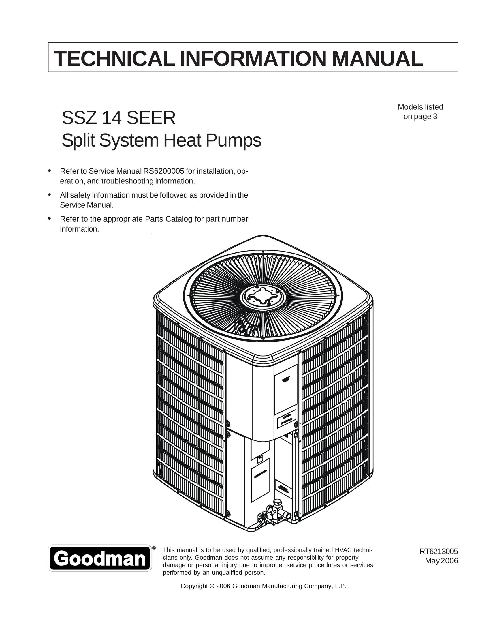 Goodman Mfg SSZ140181A Heat Pump User Manual