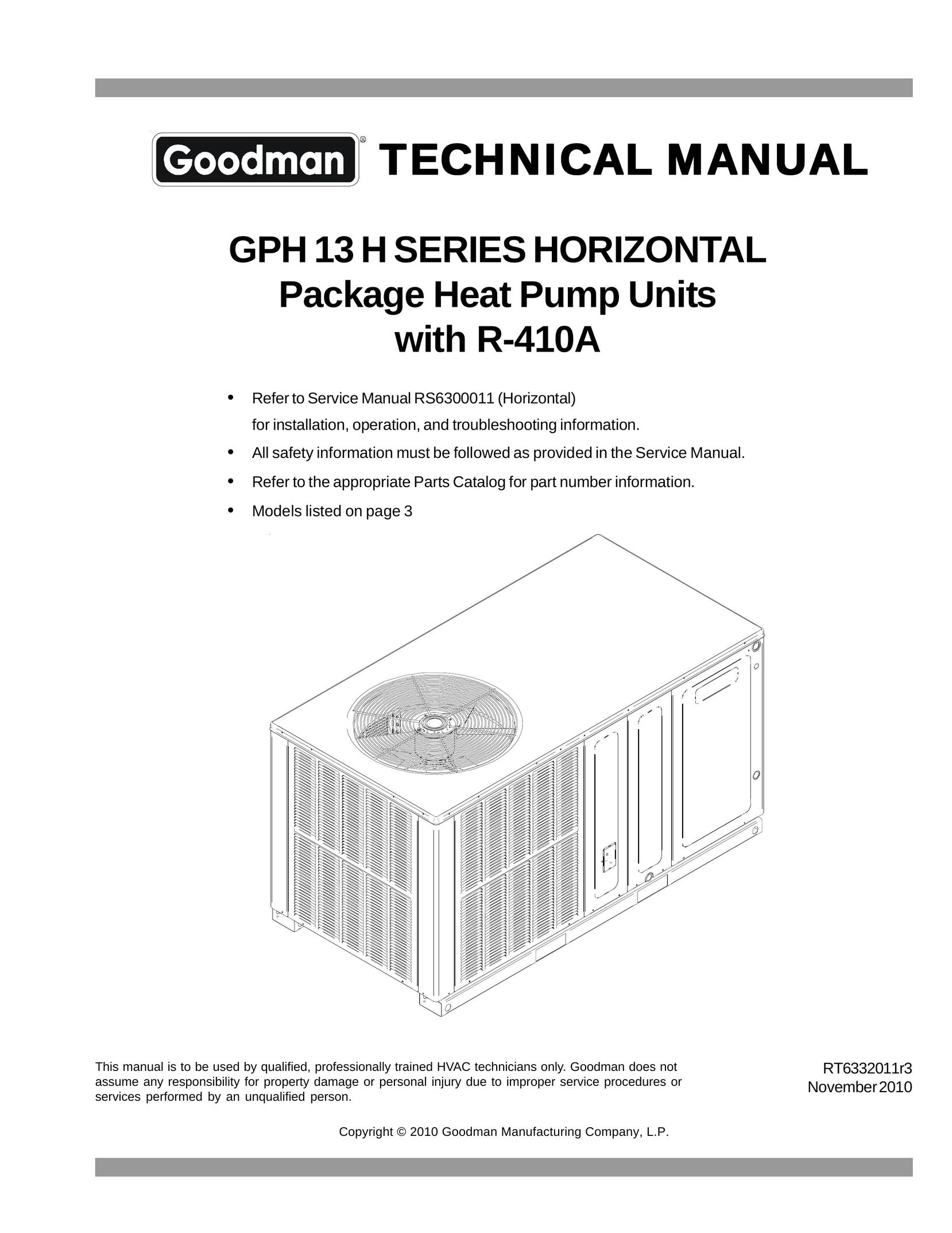 Goodmans GPH 13 H Heat Pump User Manual