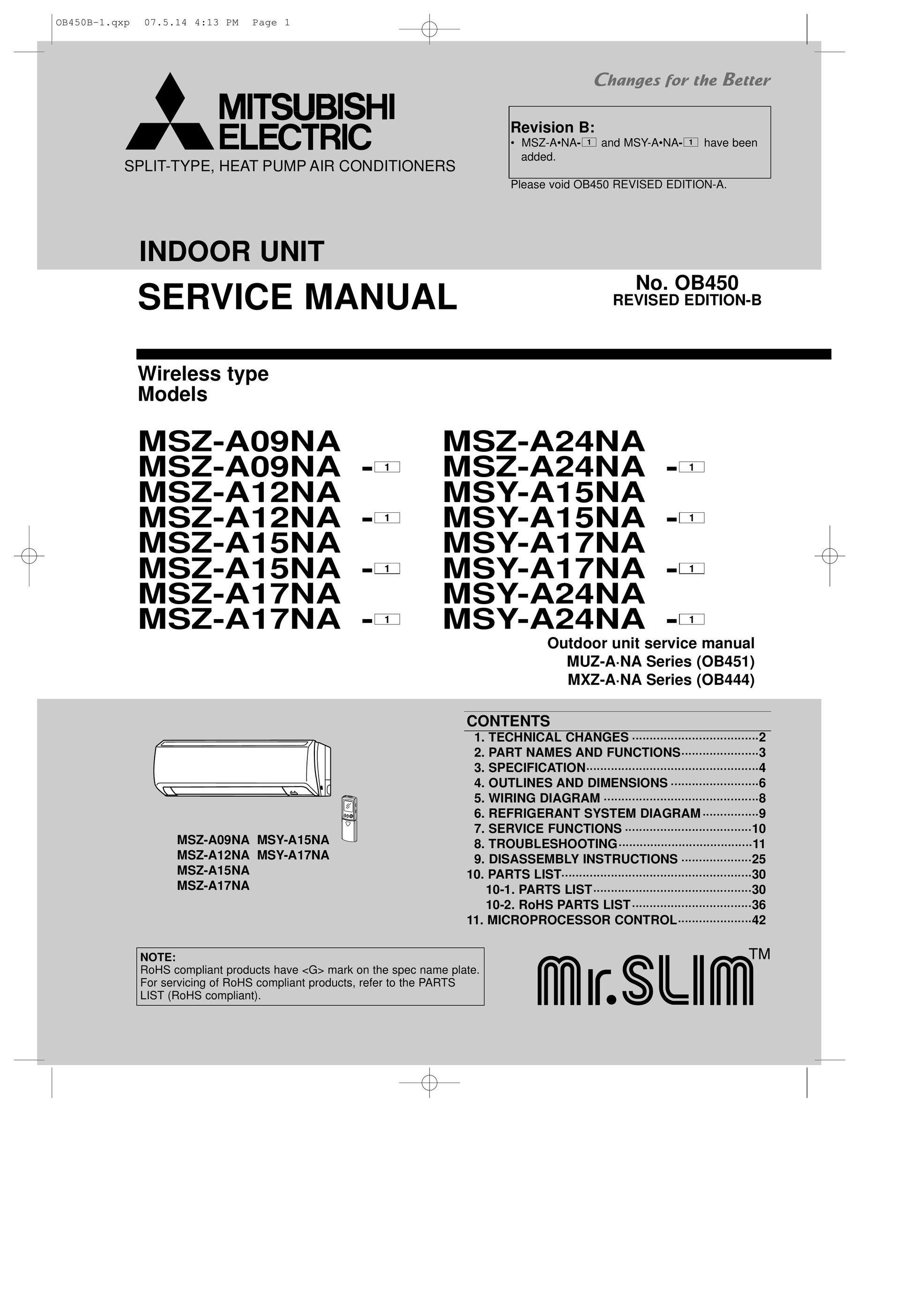 Mitsubishi Electronics MSZ-A17NA Heat Pump User Manual