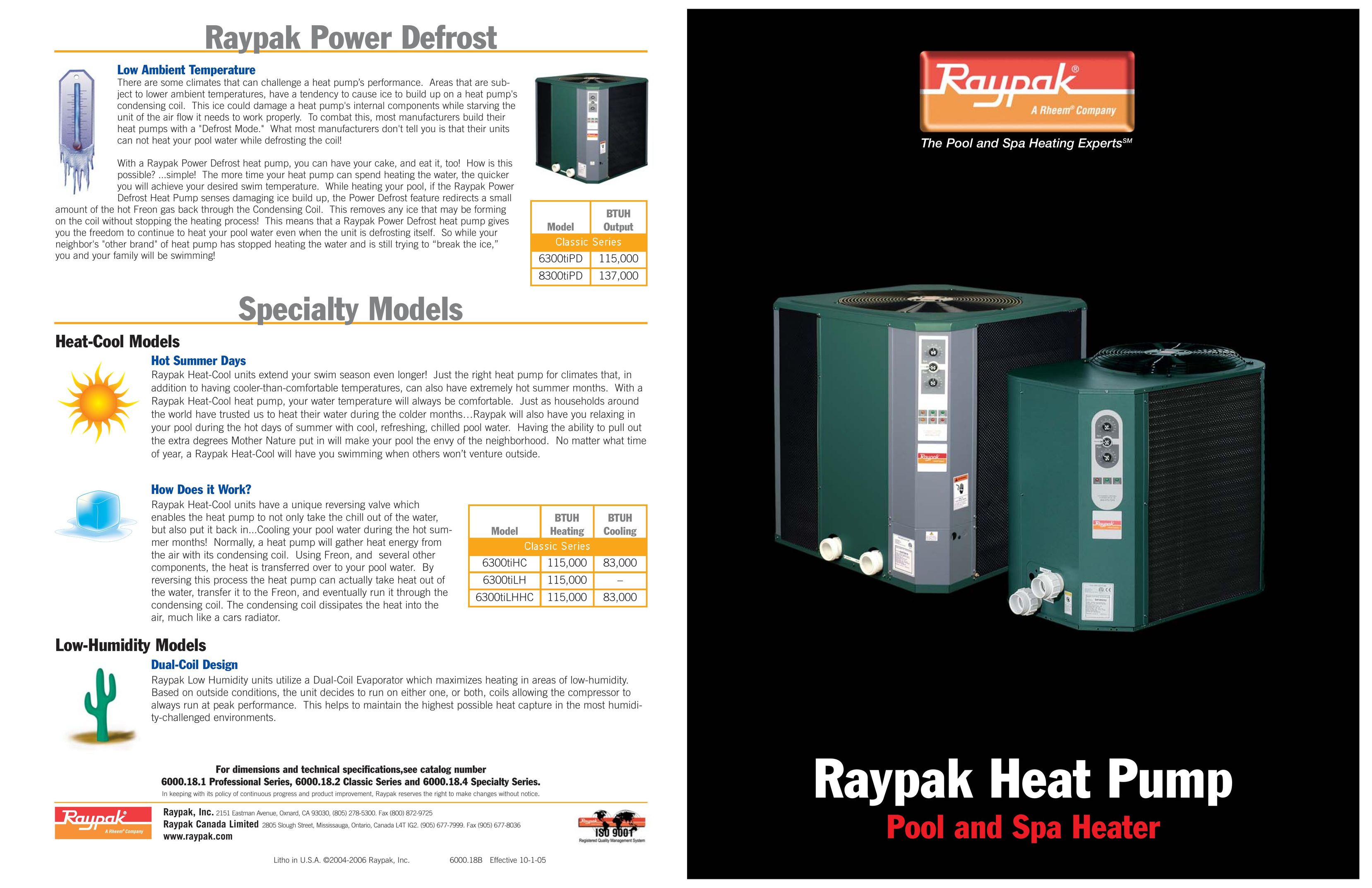 Raypak 6300tiPD Heat Pump User Manual