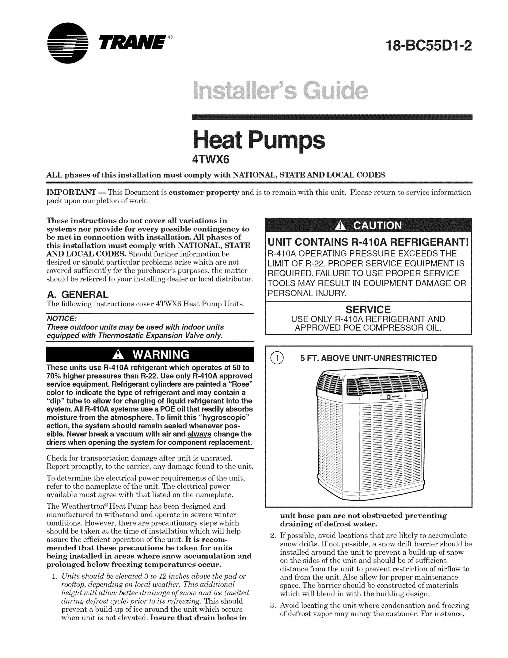 Trane 4TWX6048B Heat Pump User Manual