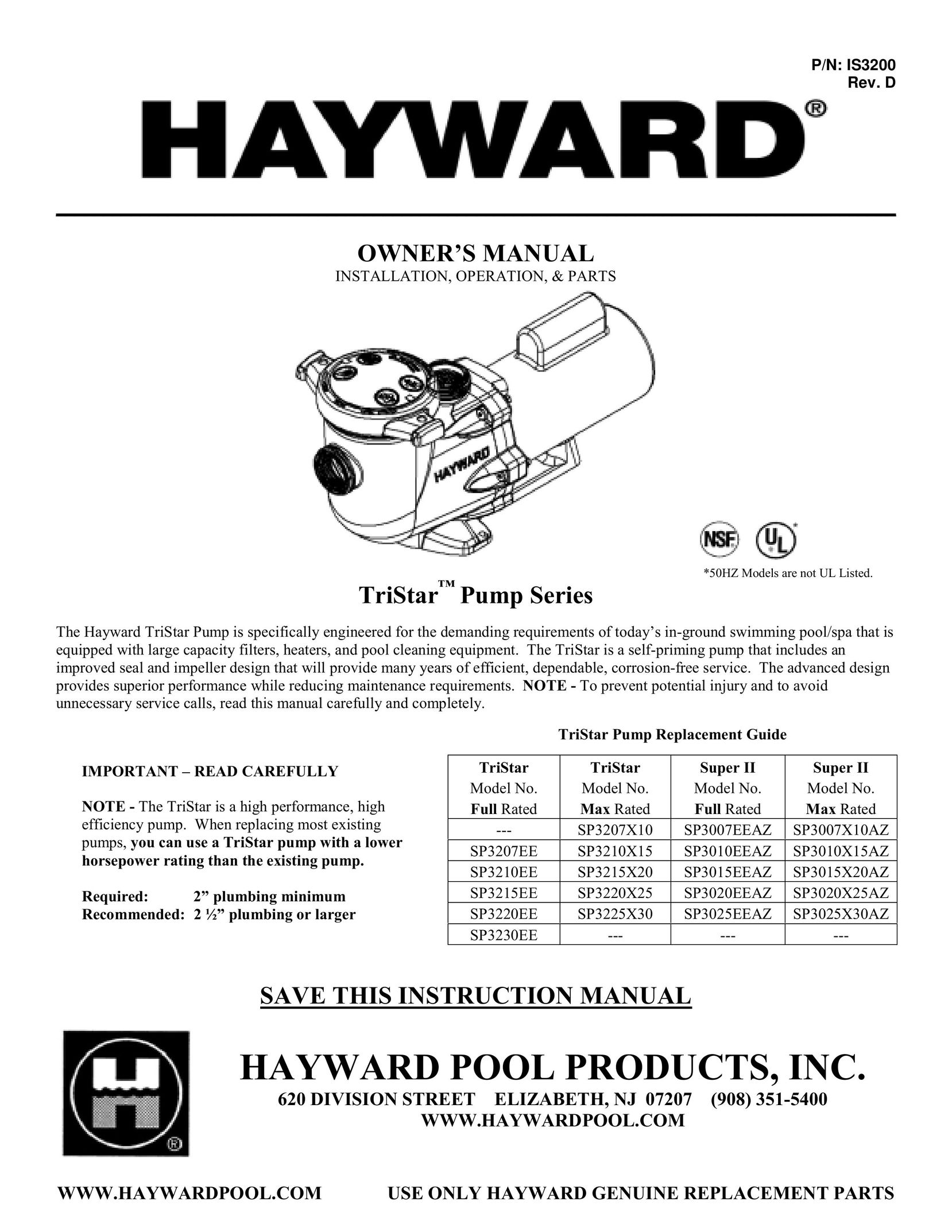 TriStar SP3007X10AZ Heat Pump User Manual
