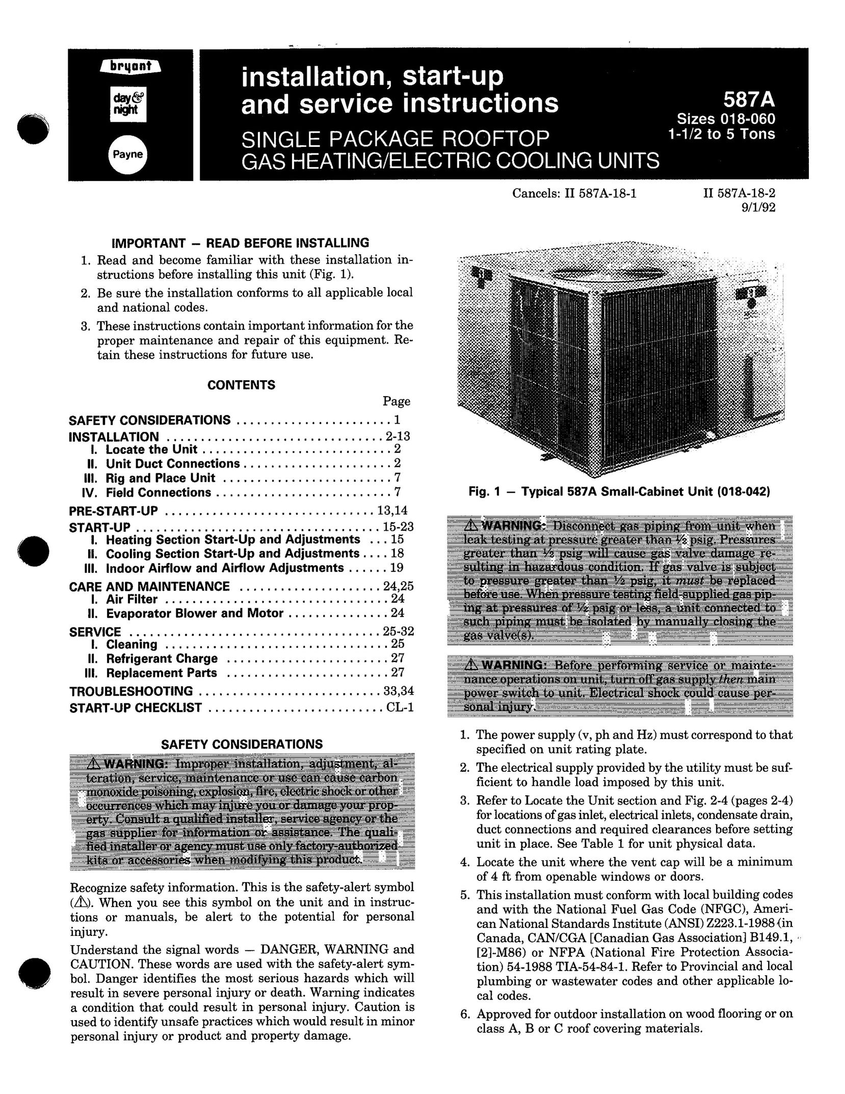 Bryant 587A Heating System User Manual