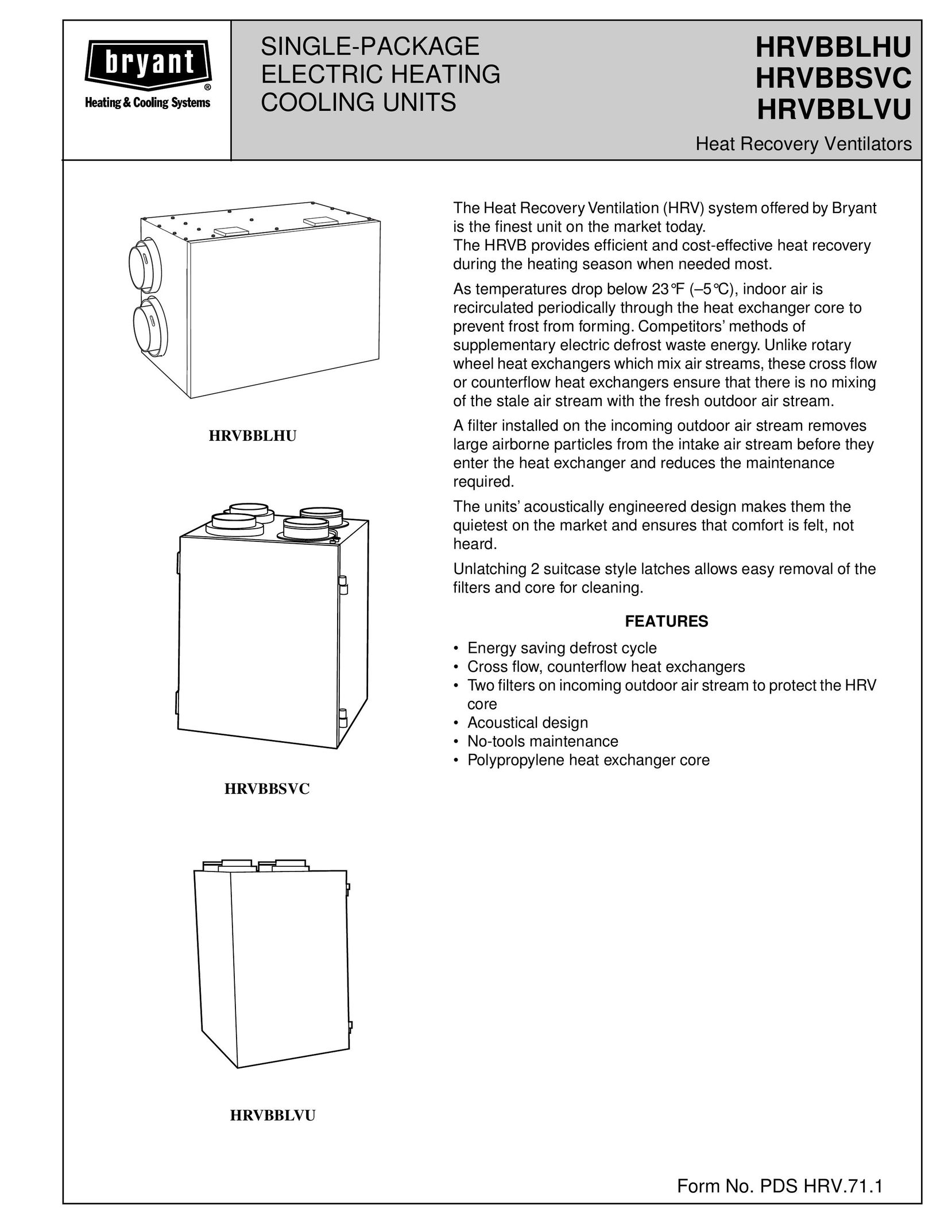 Bryant HRVBBLHU Heating System User Manual