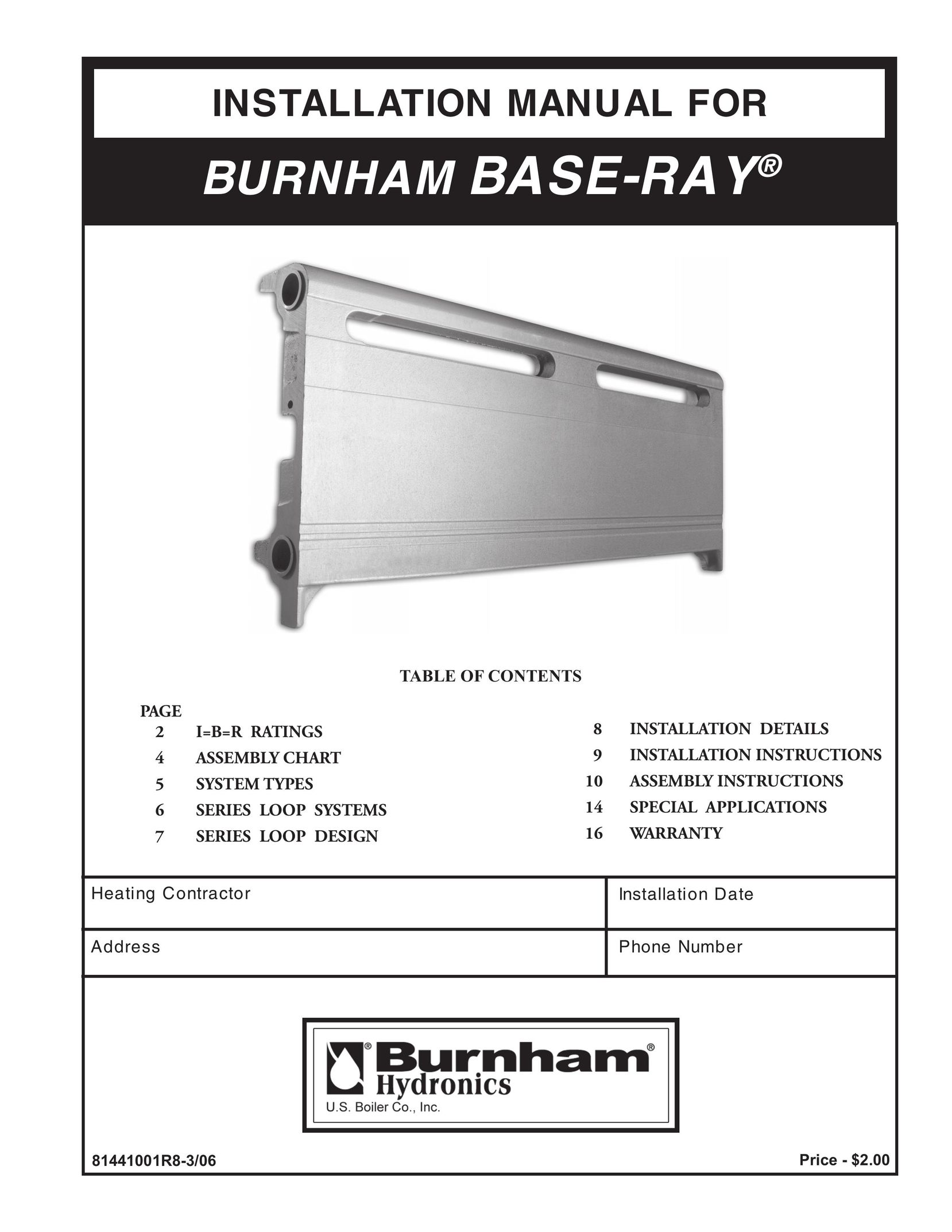 Burnham 81441001R8-3/06 Heating System User Manual