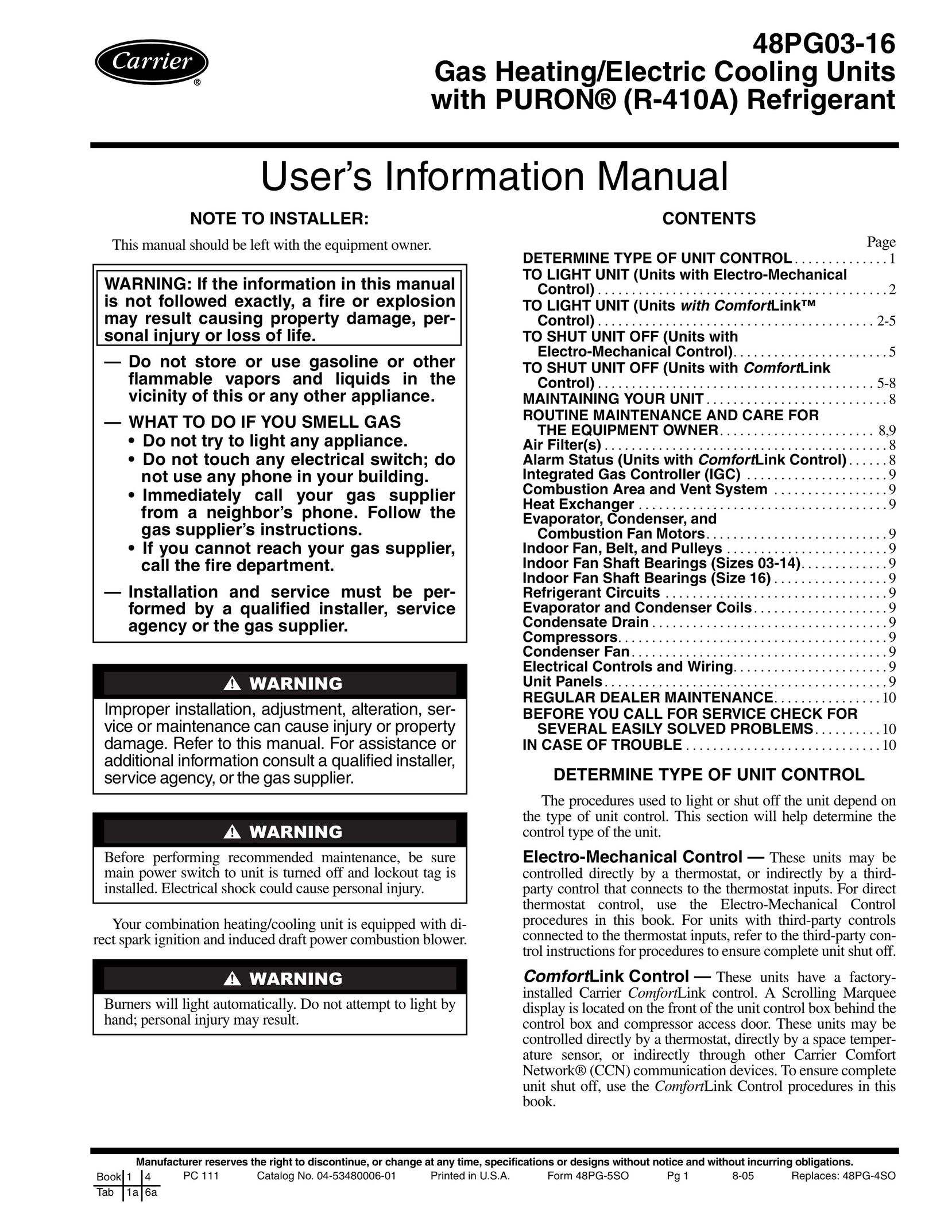 Carrier 48PG03---16 Heating System User Manual